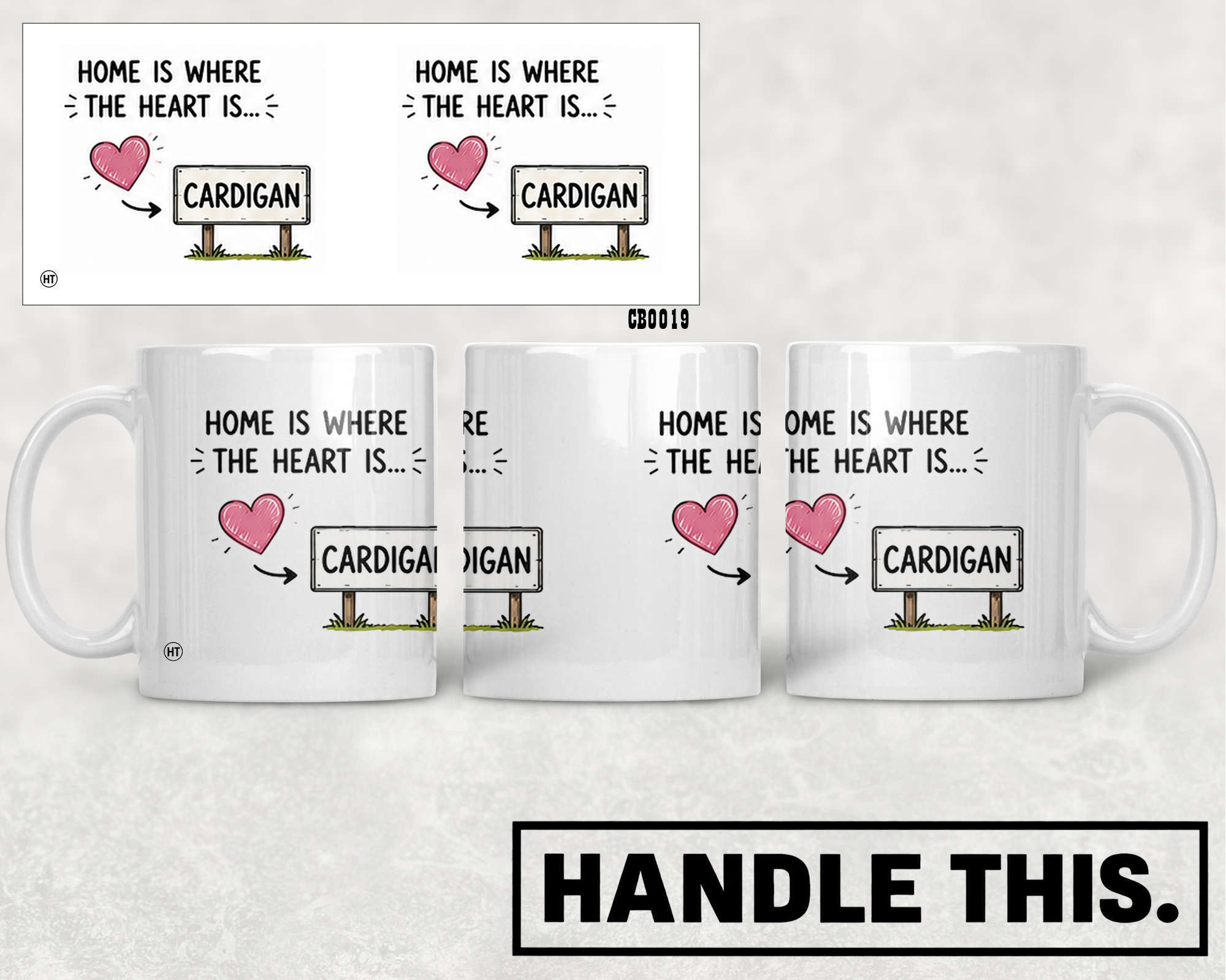 Home Is Where The Heart Is Cardigan Mug - Welsh Local Gift