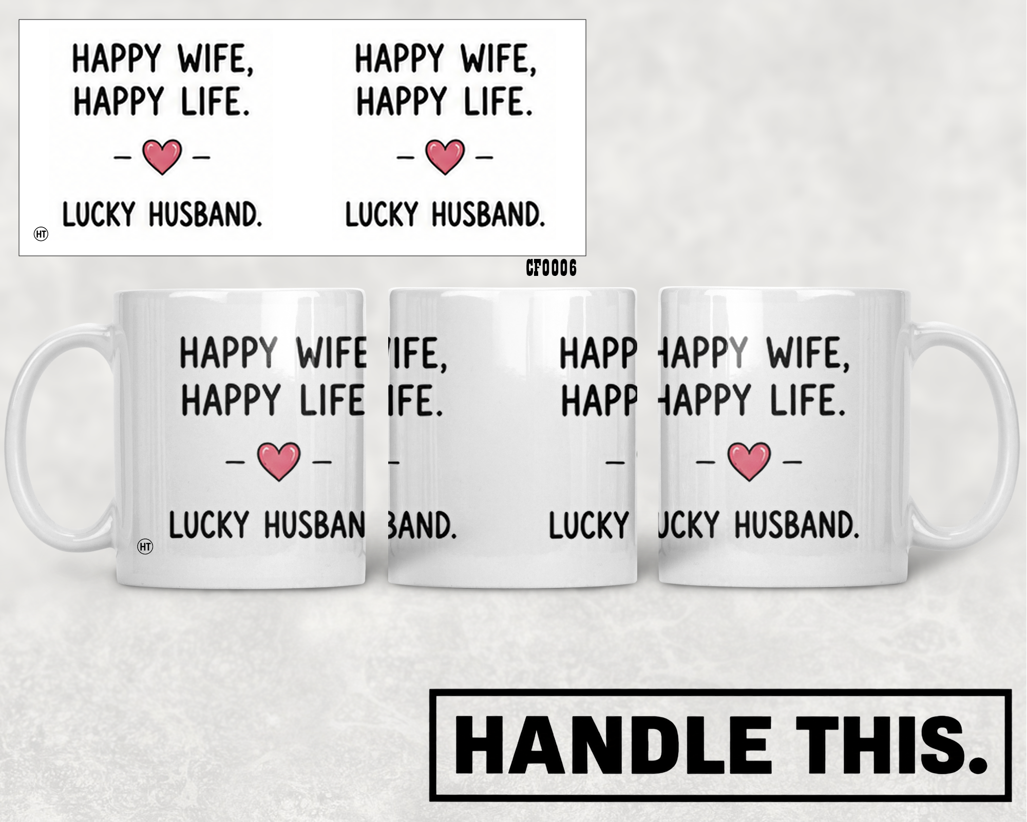 Happy Wife Happy Life Lucky Husband Mug - Funny Couple Gift