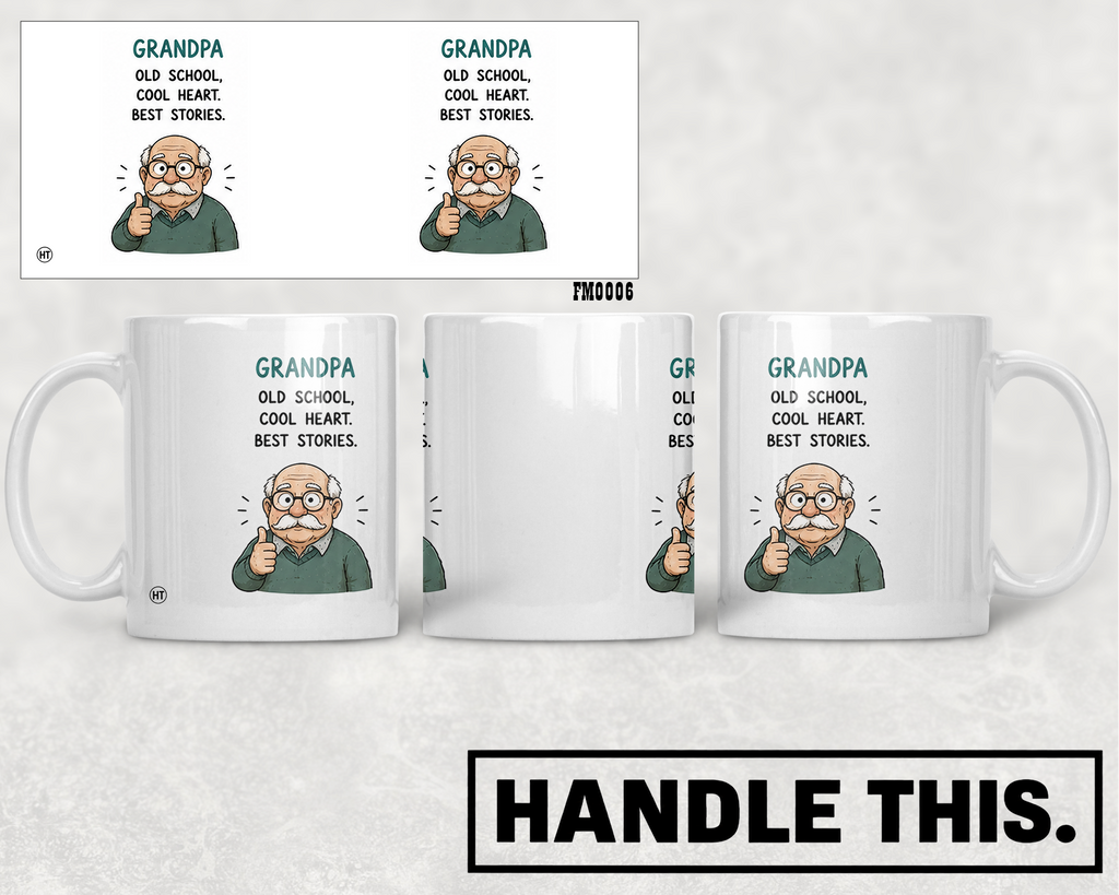 Grandpa Old School Cool Heart Best Stories Mug - Family Gift