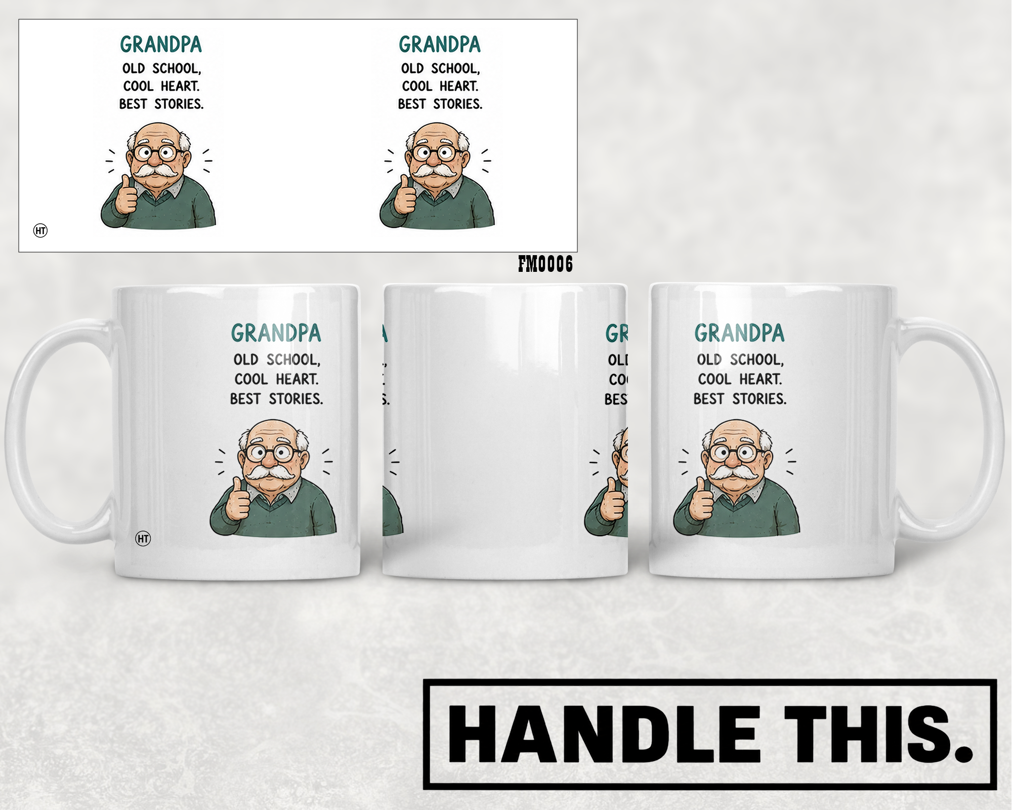 Grandpa Old School Cool Heart Best Stories Mug - Family Gift