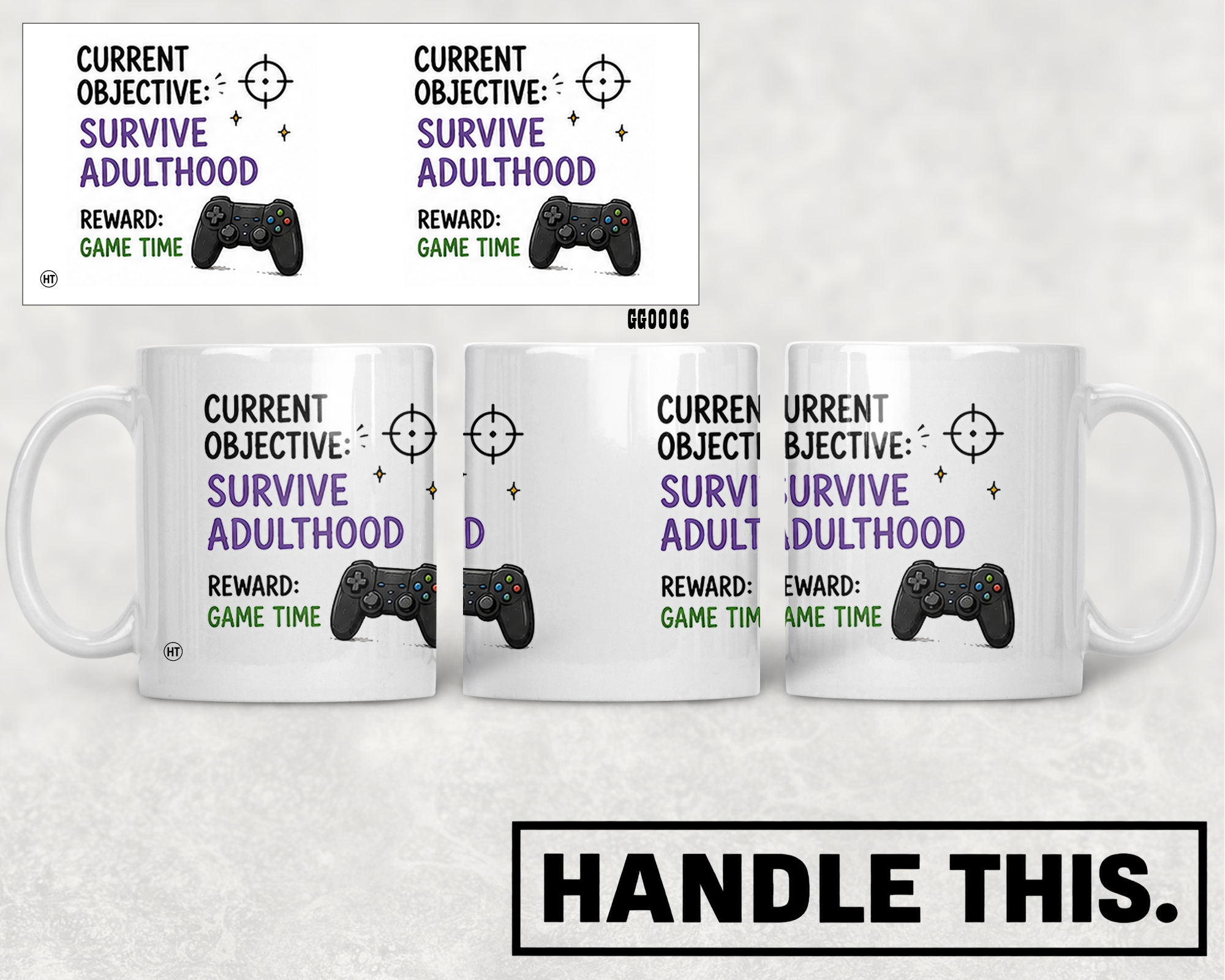 Current Objective Survive Adulthood Reward Game Time Mug - Hobby Gift