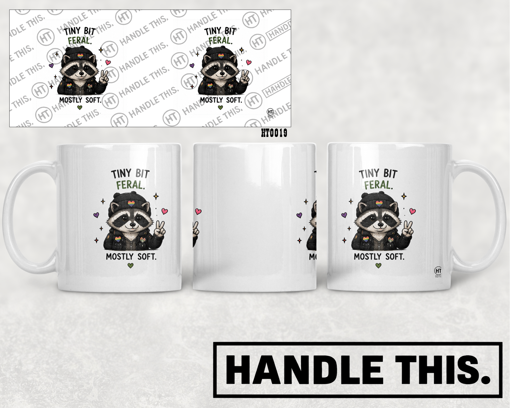 HT0019 tiny Bit Feral Mostly Soft mug mockup