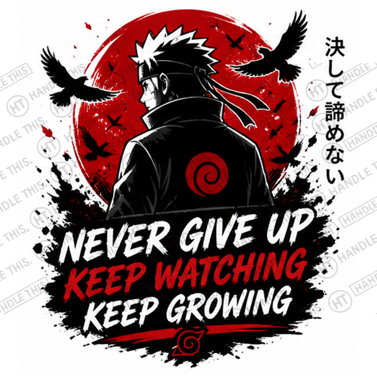 HT0023 Never Give Up Keep Watching Keep Growing watermarked artwork
