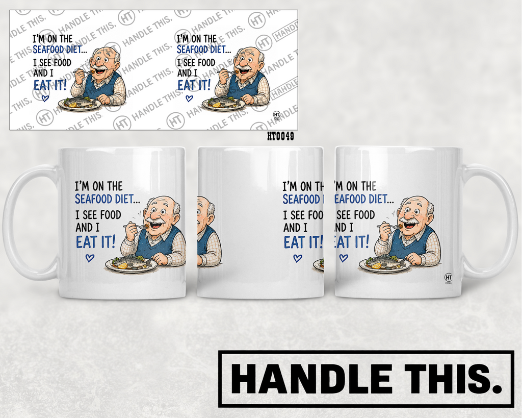 HT0049 I'm on the Seafood Diet I See Food and I Eat It mug mockup