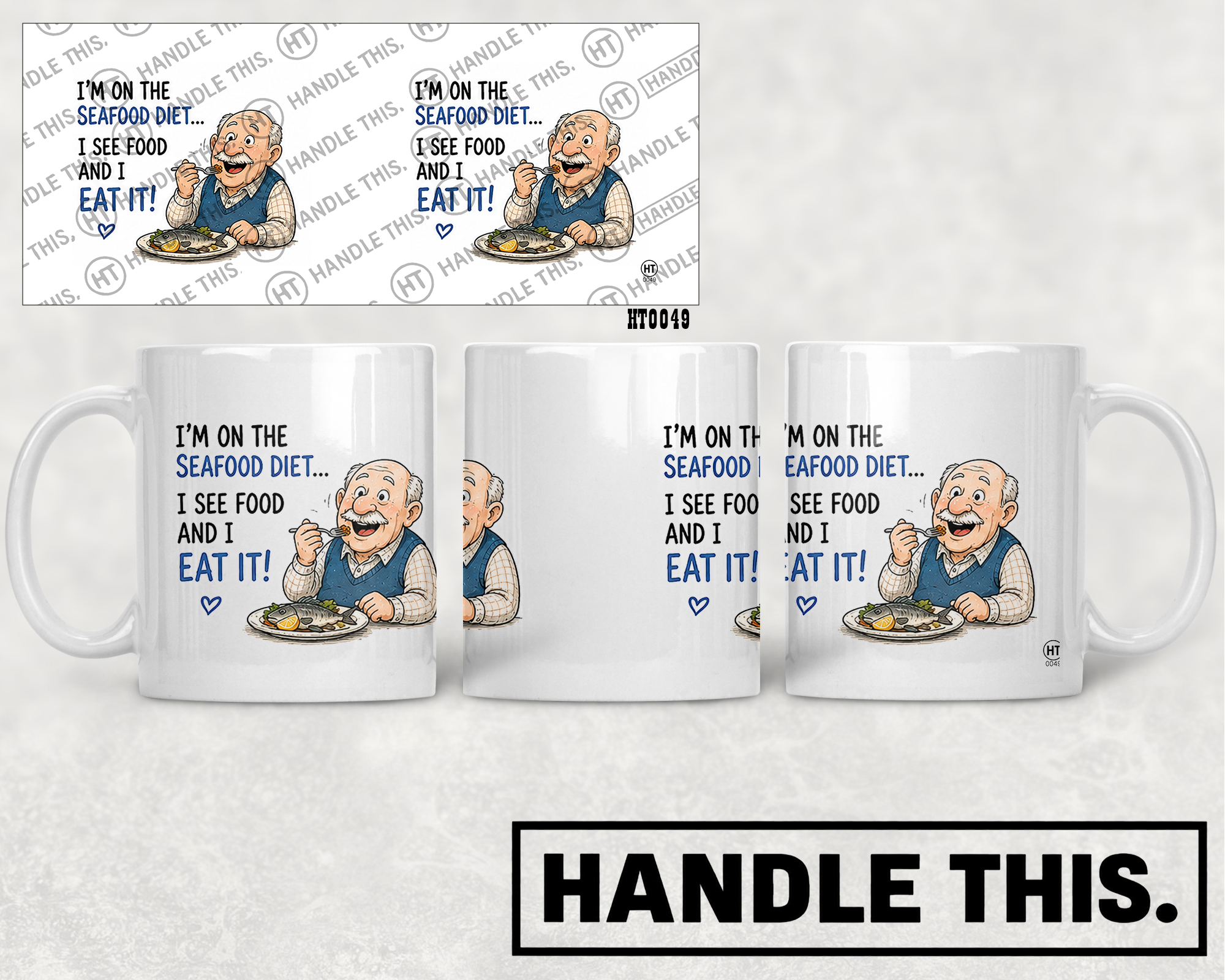 HT0049 I'm on the Seafood Diet I See Food and I Eat It mug mockup