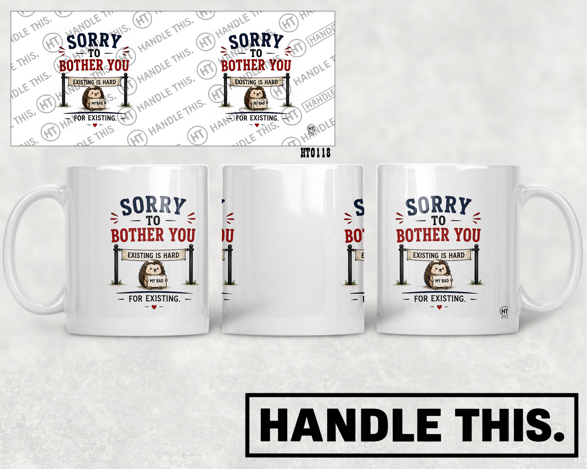 HT0118 Unexpected Visitor Panic mug mockup