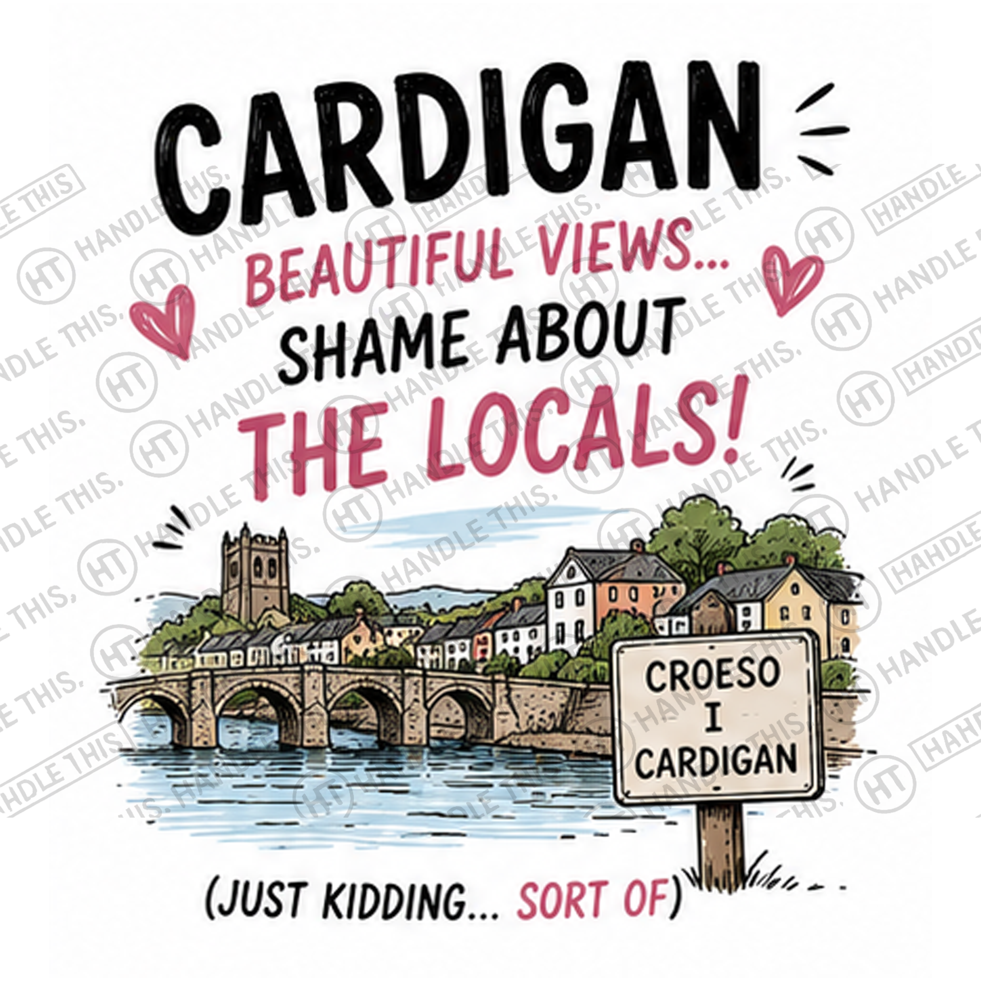 HT1001 Cardigan Beautiful Views Shame About the Locals Just Kidding Sort of watermarked artwork