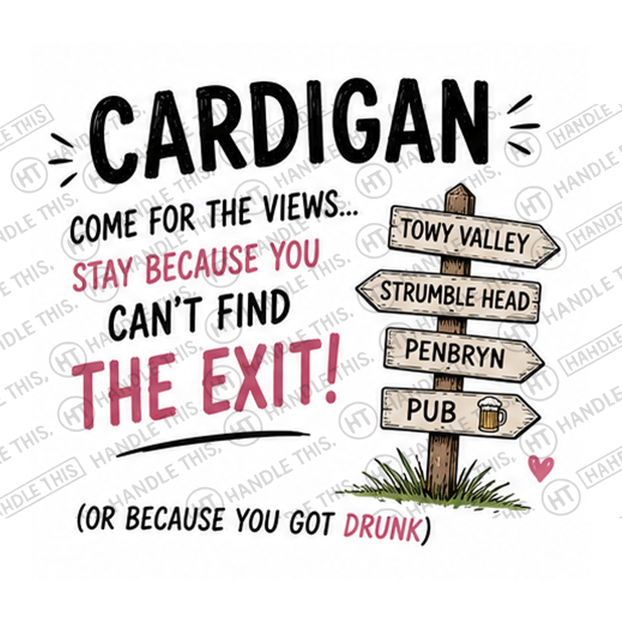 HT1003 Cardigan Come for the Views  Stay Because You Can'T Find Head the Exit or Because You Got Drunk watermarked artwork