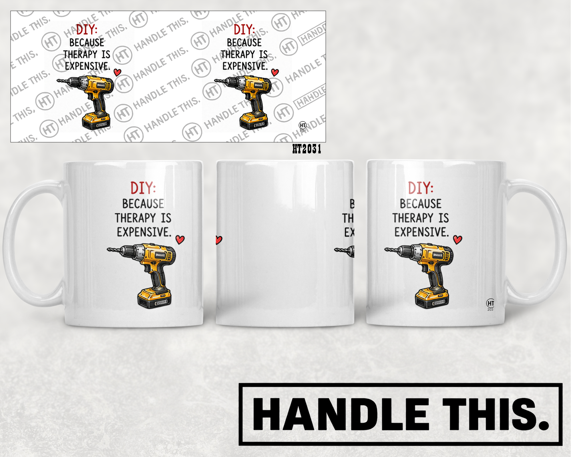 HT2031 Diy Because Therapy is Expensive mug mockup