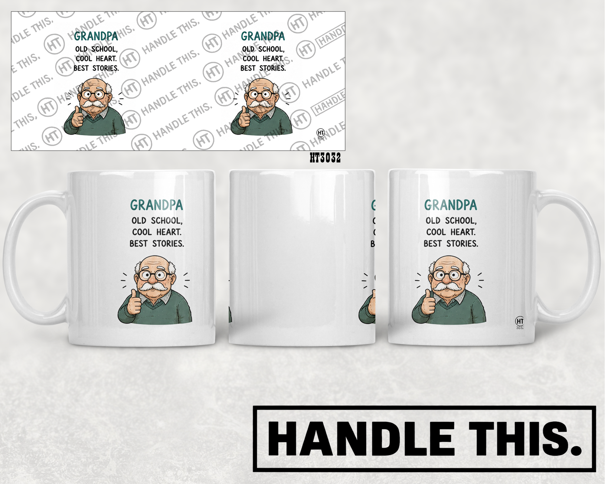 HT3032 Grandpa Old School Cool Heart Best Stories mug mockup