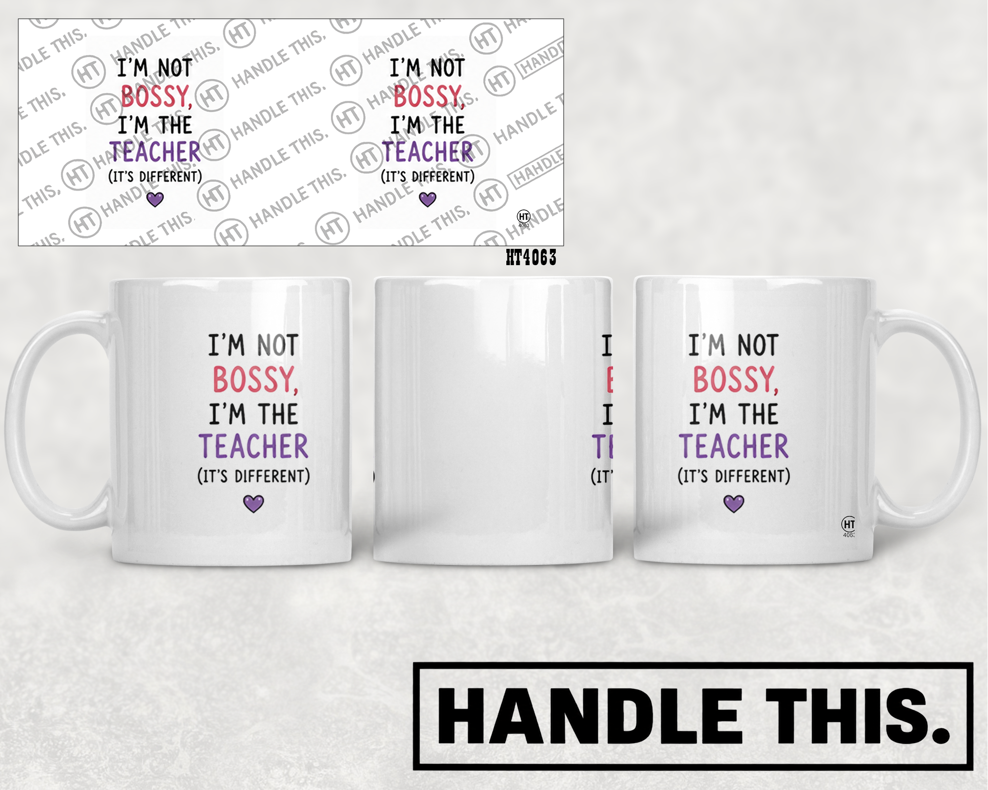 HT4063 I'm Not Bossy I'm the Teacher It'S Different mug mockup