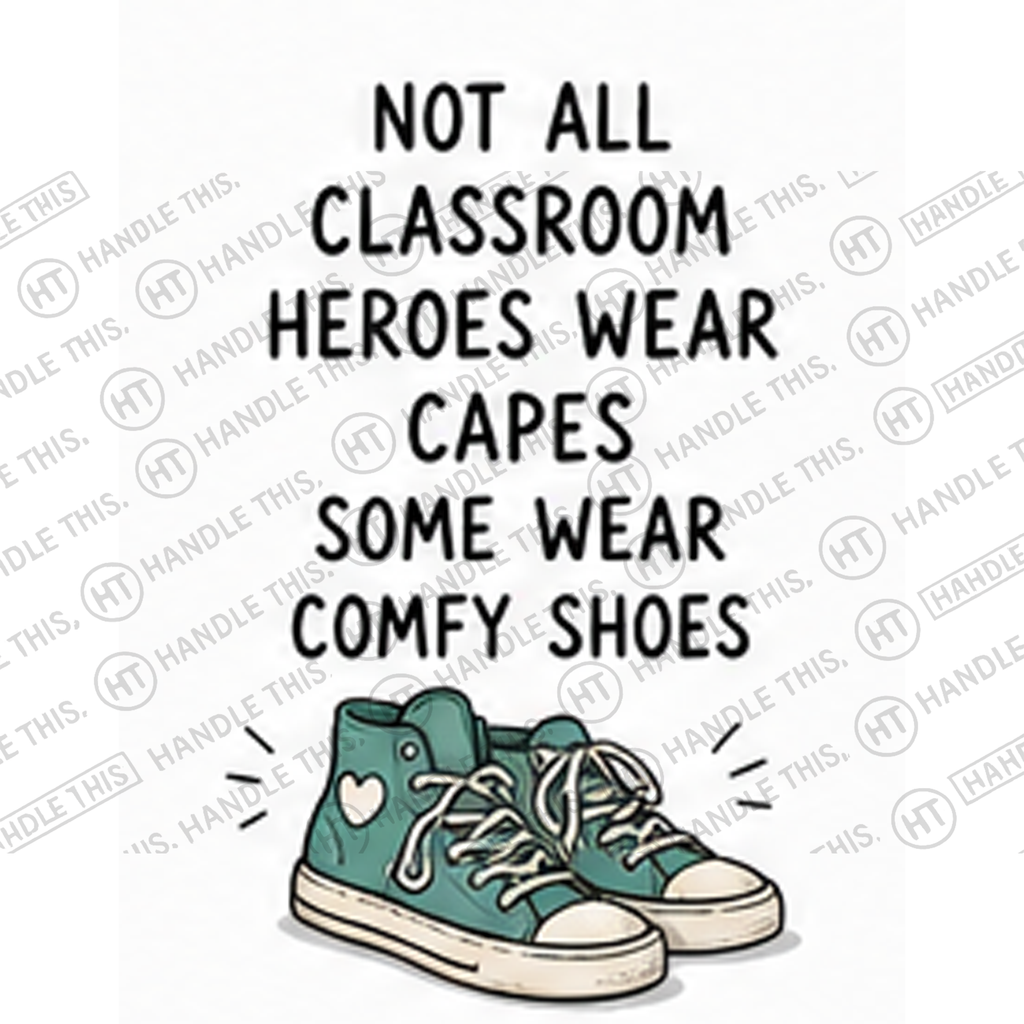HT4070 Not All Classroom Heroes Wear Capes Some Wear Comfy Shoes watermarked artwork