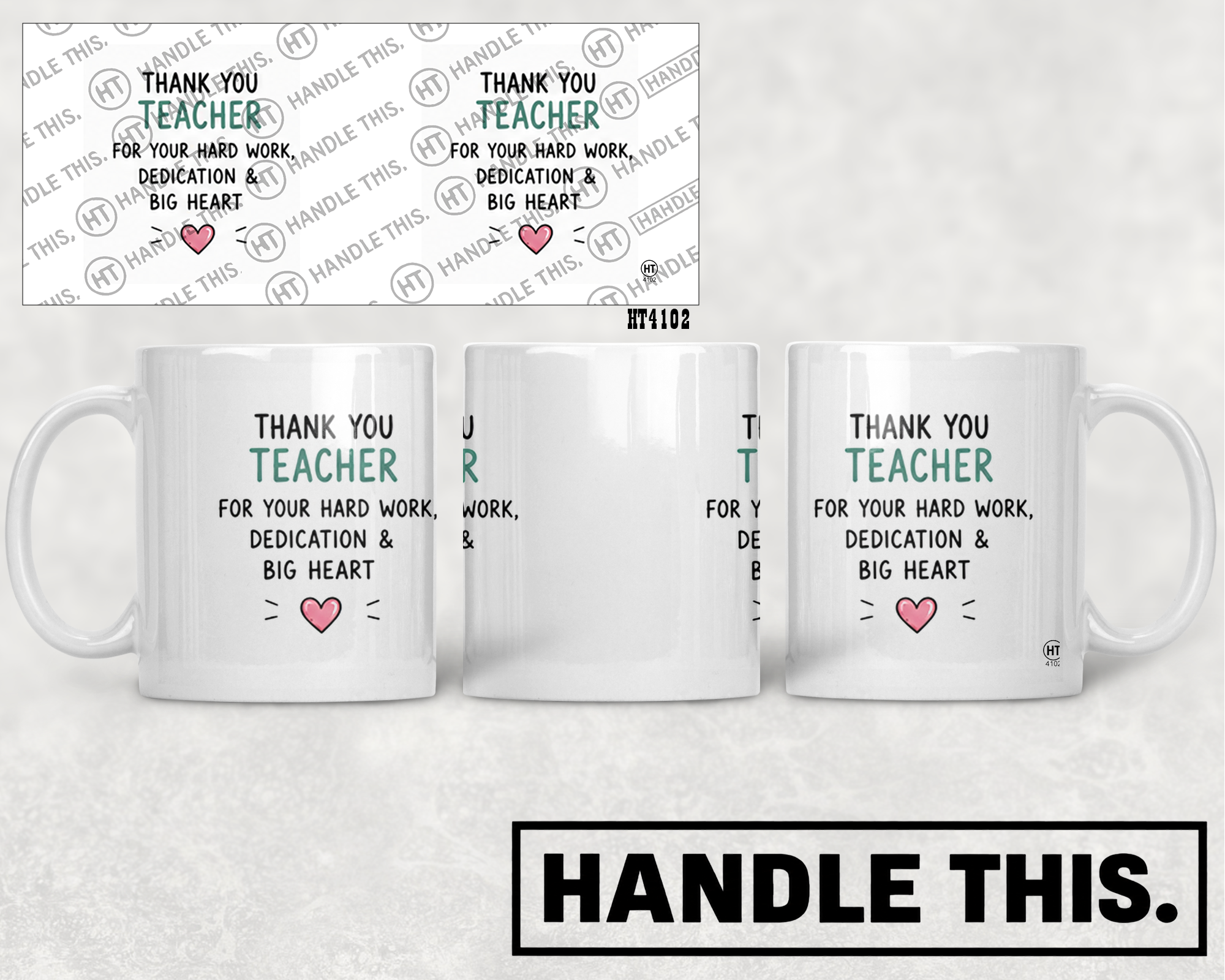 HT4102 Thank You Teacher for Your Hard Work Dedication and Big Heart mug mockup