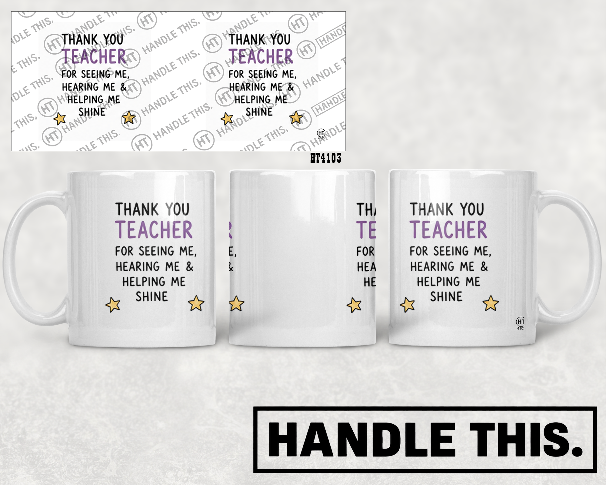 HT4103 Thank You Teacher for Seeing Me Hearing Me and Helping Me Shine mug mockup