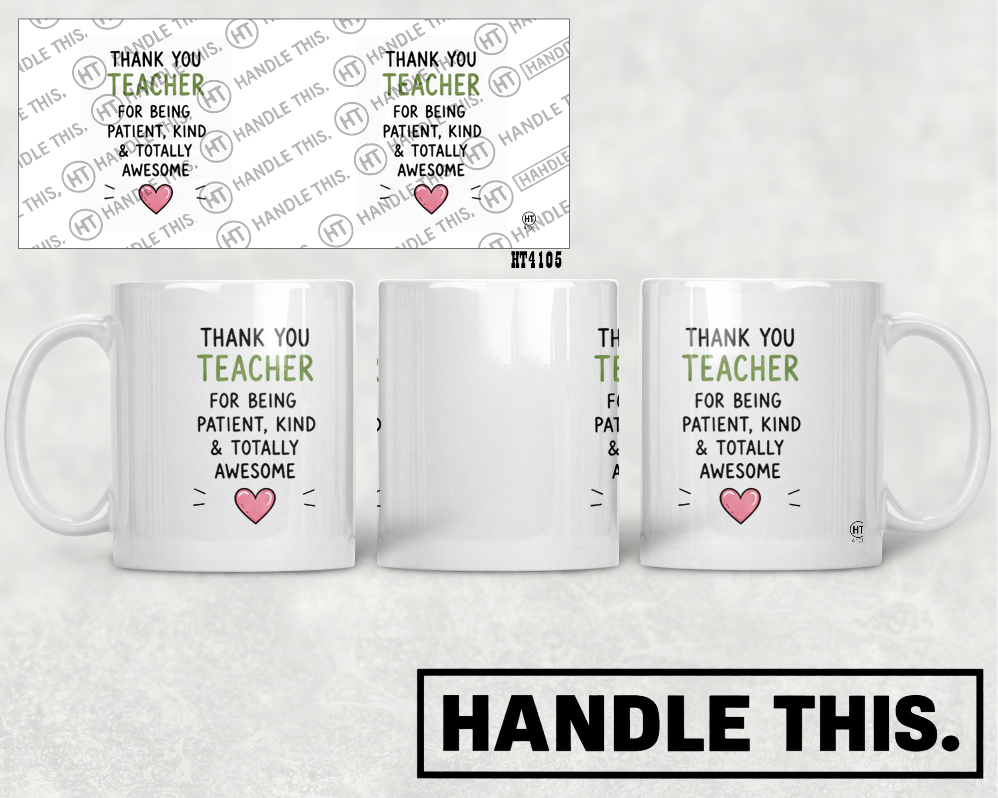 HT4105 Thank You Teacher for Being Patient Kind and Totally Awesome mug mockup