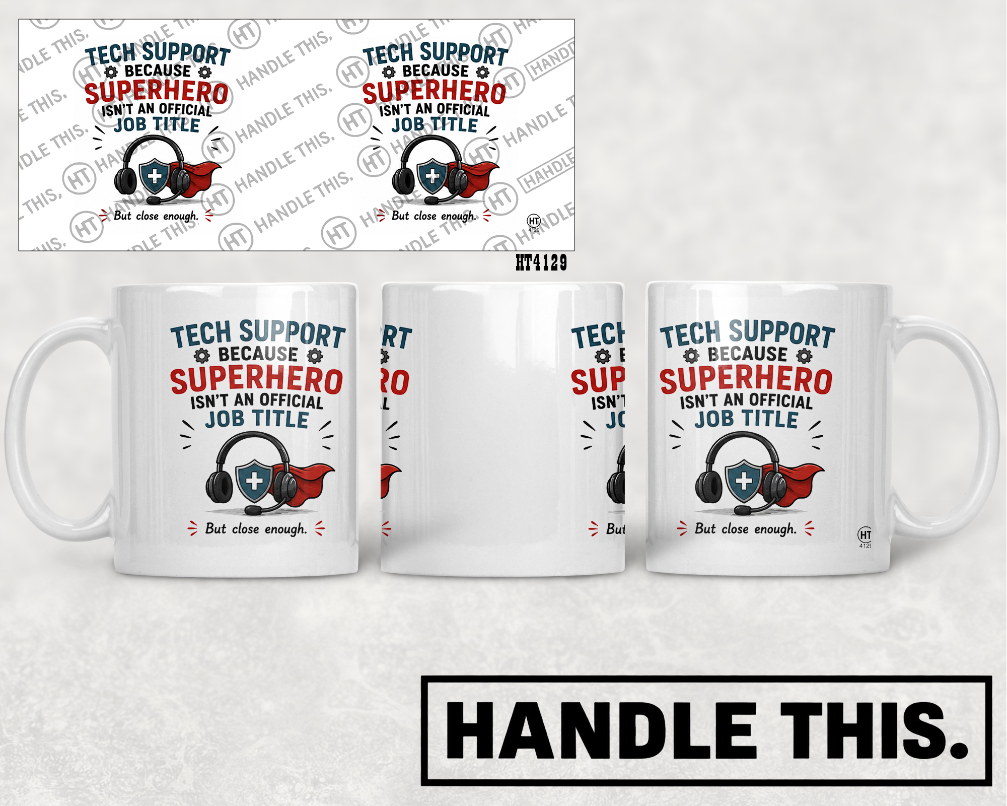 HT4129 Tech Support Because Superhero Isnt An Official Job Title mug mockup