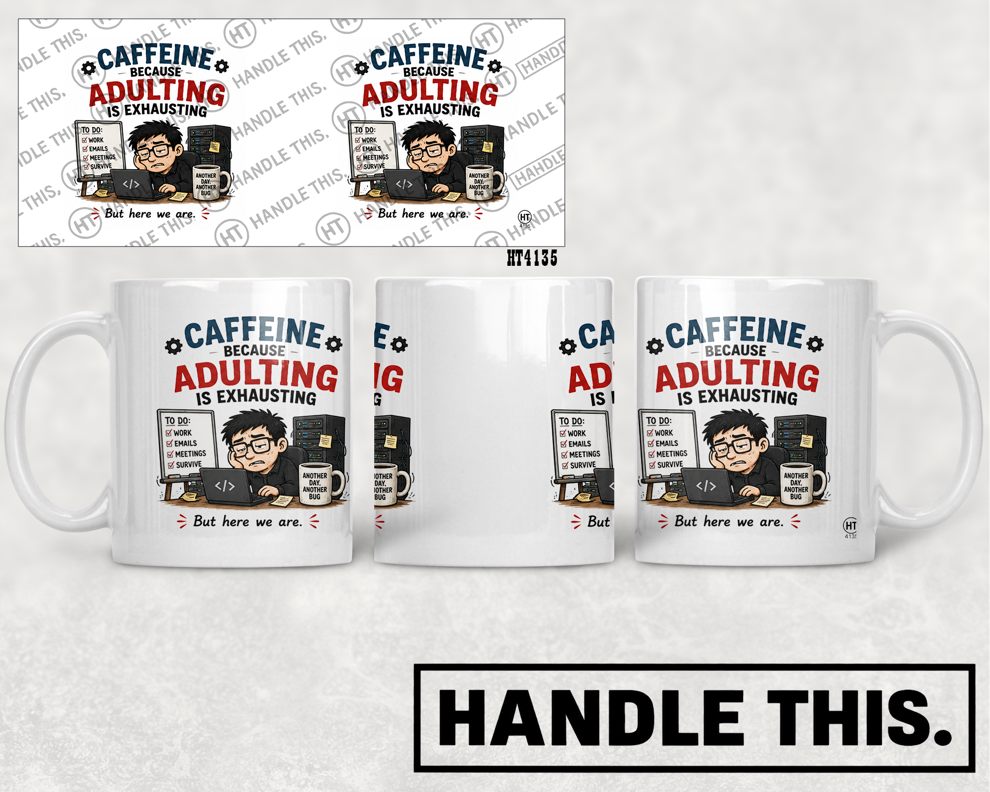 HT4135 Caffeine Because Adulting Is Exhausting mug mockup