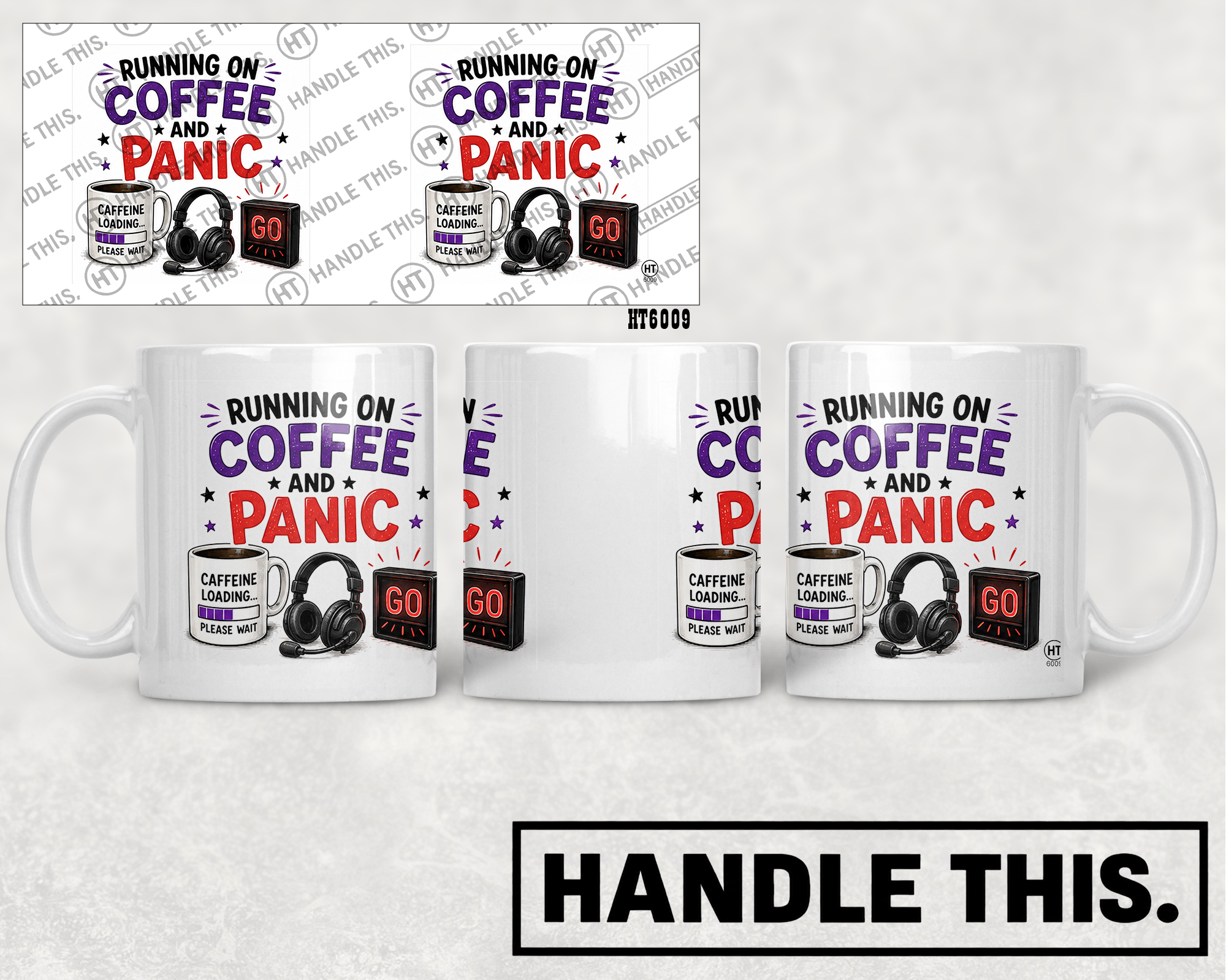 HT6009 Running On Coffee And Panic mug mockup