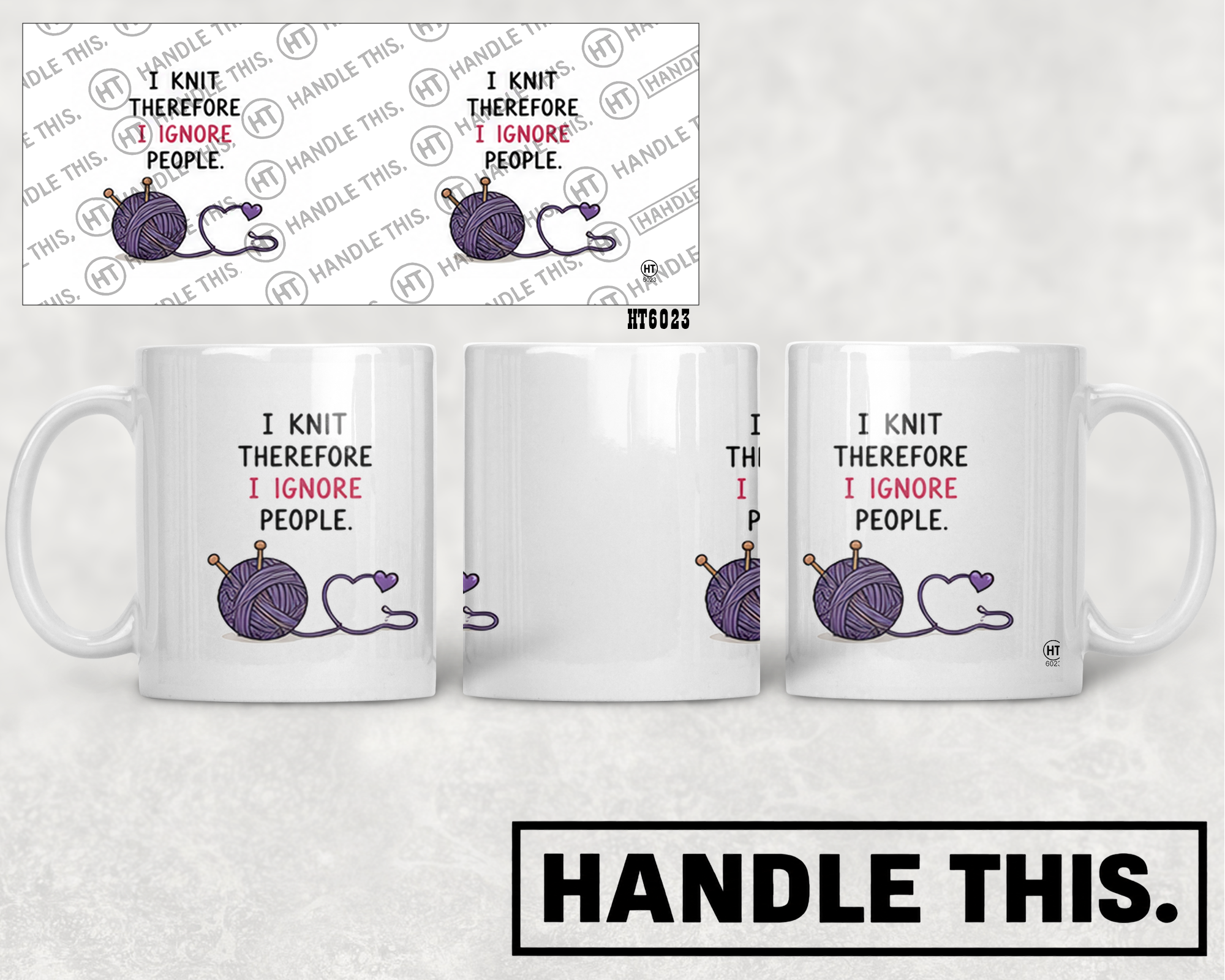 HT6023 I Knit Therefore I Ignore People mug mockup