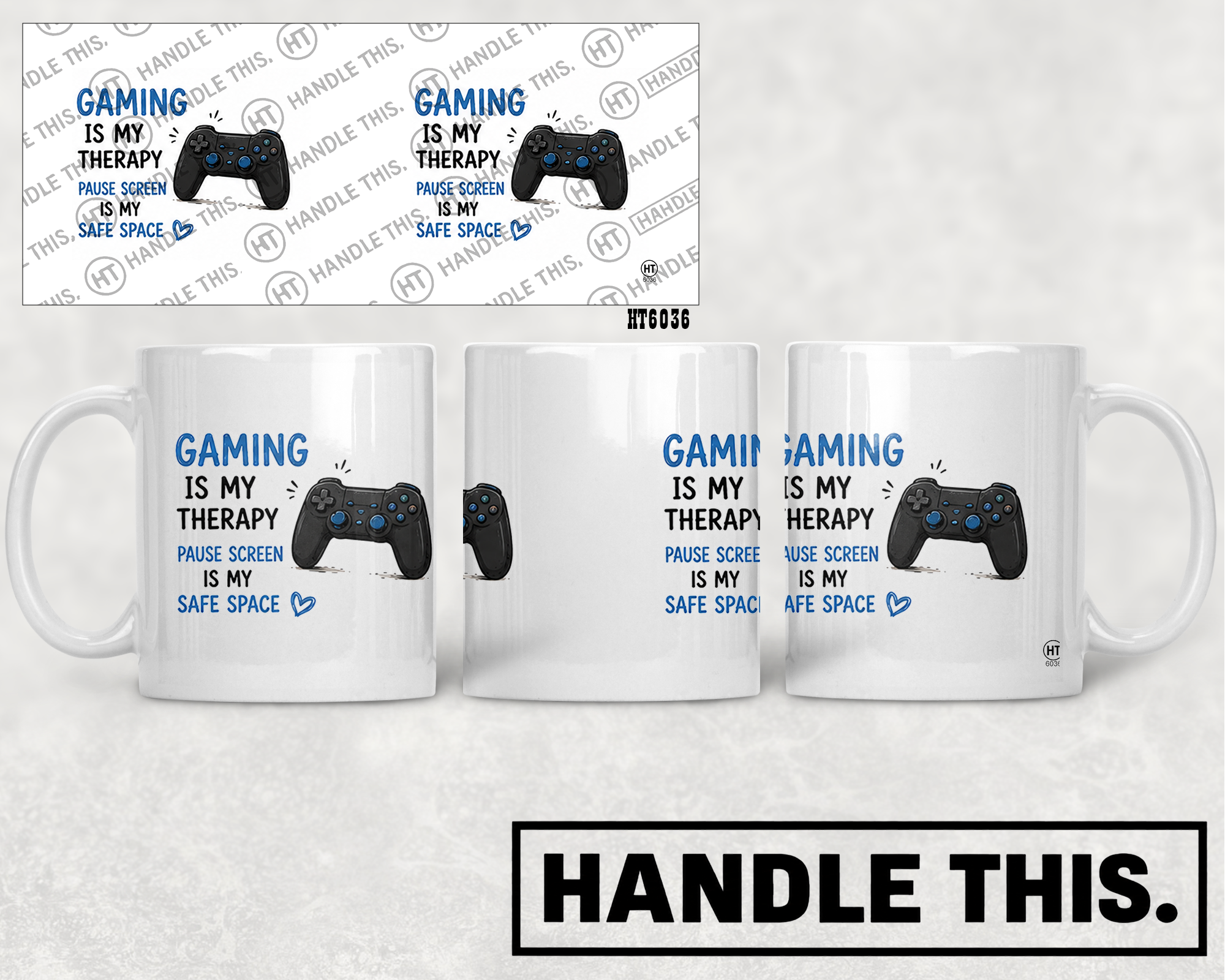 HT6036 Gaming is My Therapy Pause Screen Safe Space mug mockup