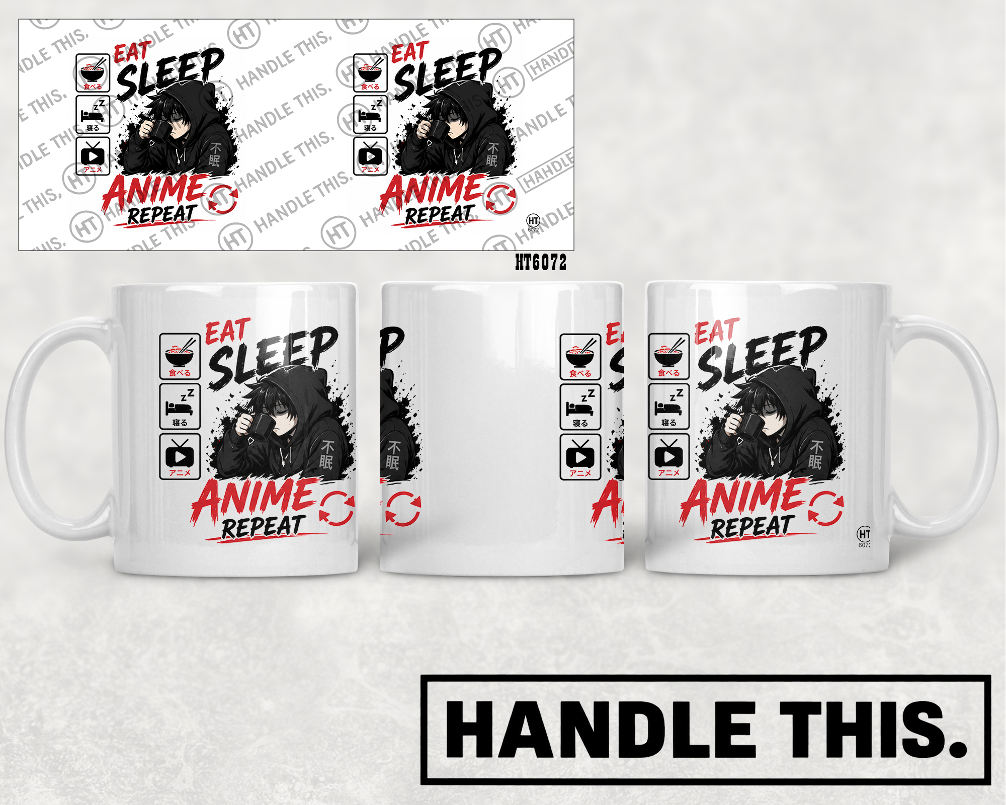 HT6072 Eat Sleep Anime Repeat mug mockup