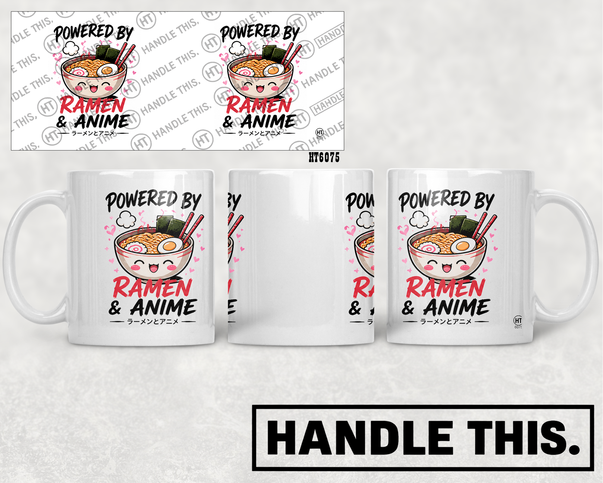 HT6075 Powered by Ramen and Anime mug mockup