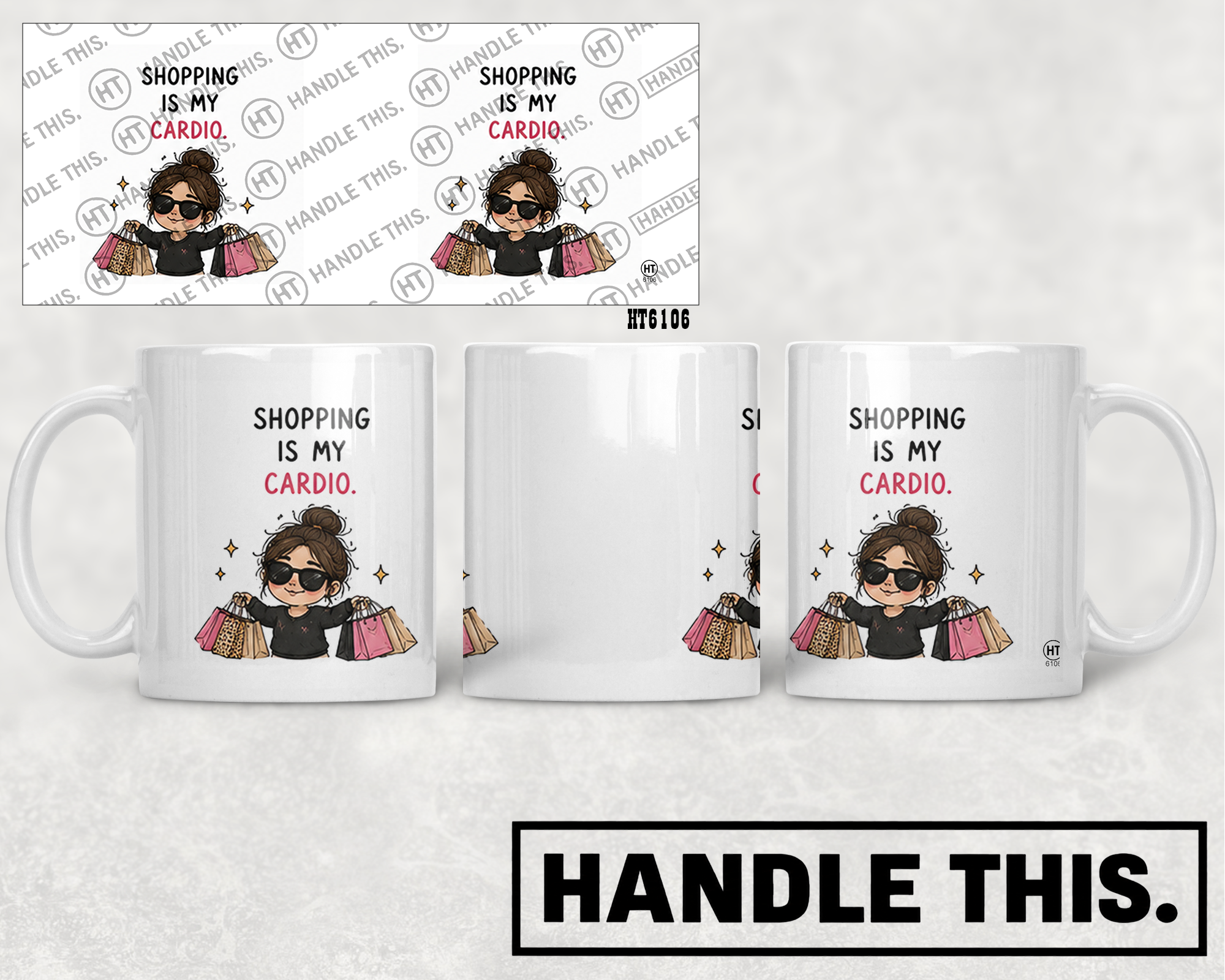 HT6106 Shopping is My Cardio mug mockup