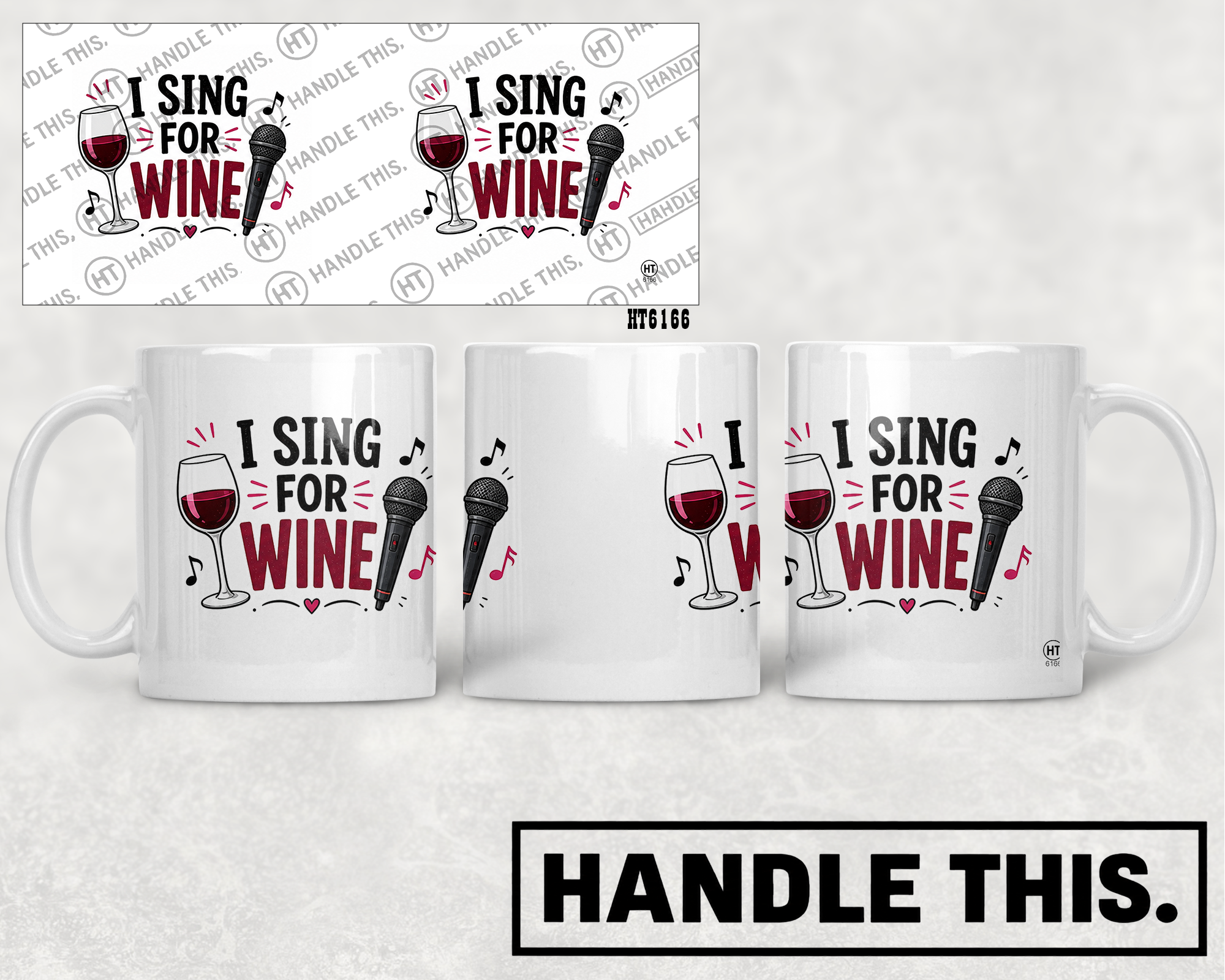 HT6166 I Sing For Wine mug mockup