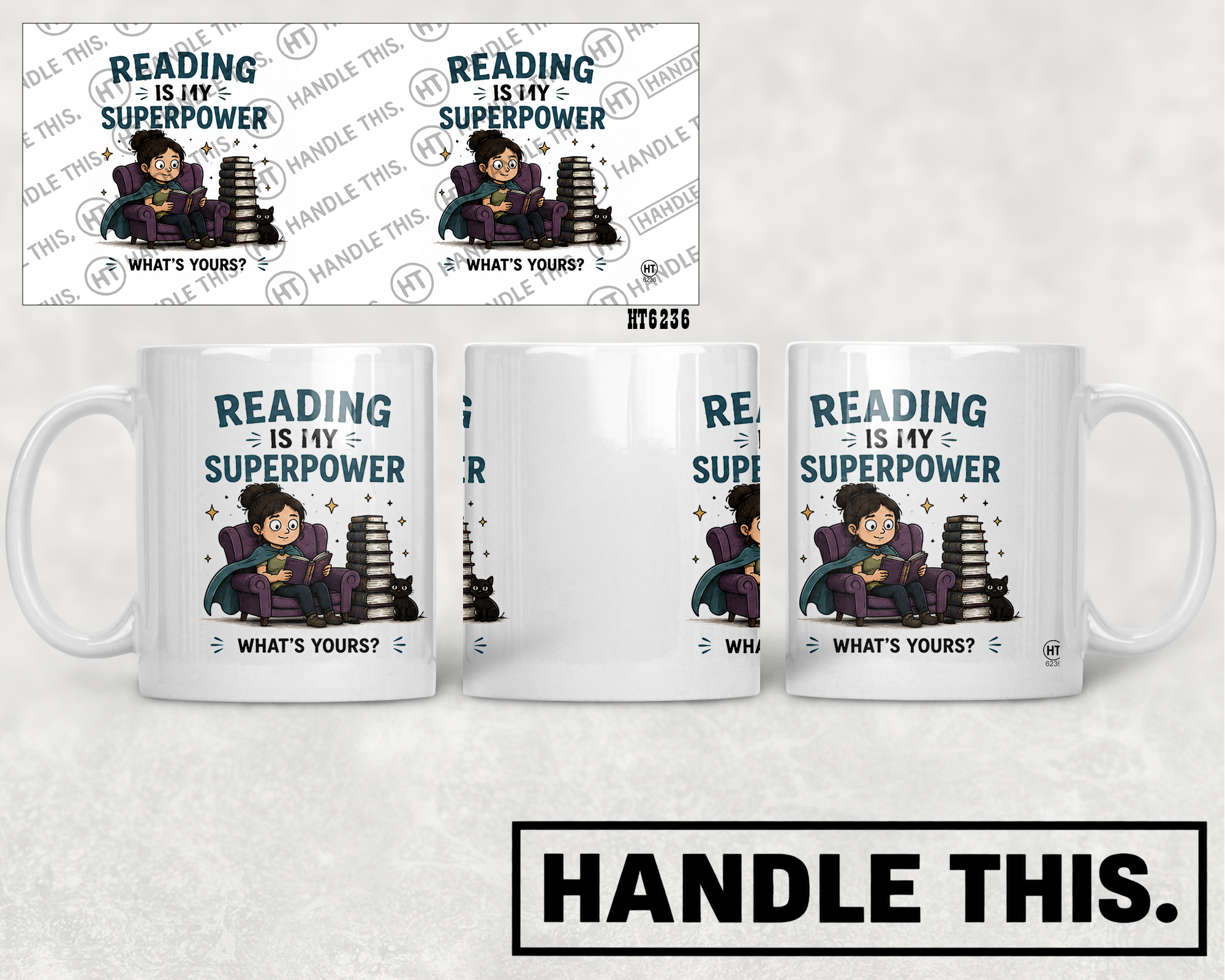 HT6236 Reading Is My Superpower mug mockup