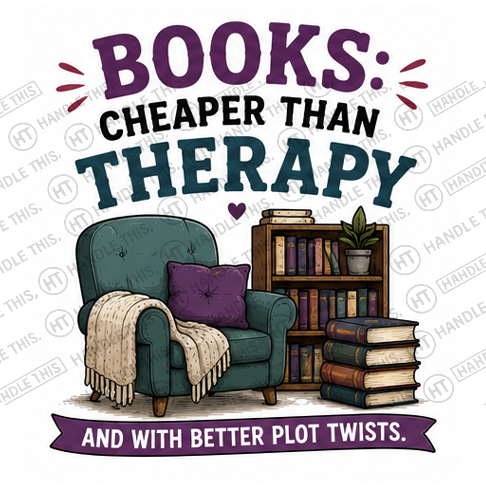 HT6239 Books Cheaper Than Therapy watermarked artwork