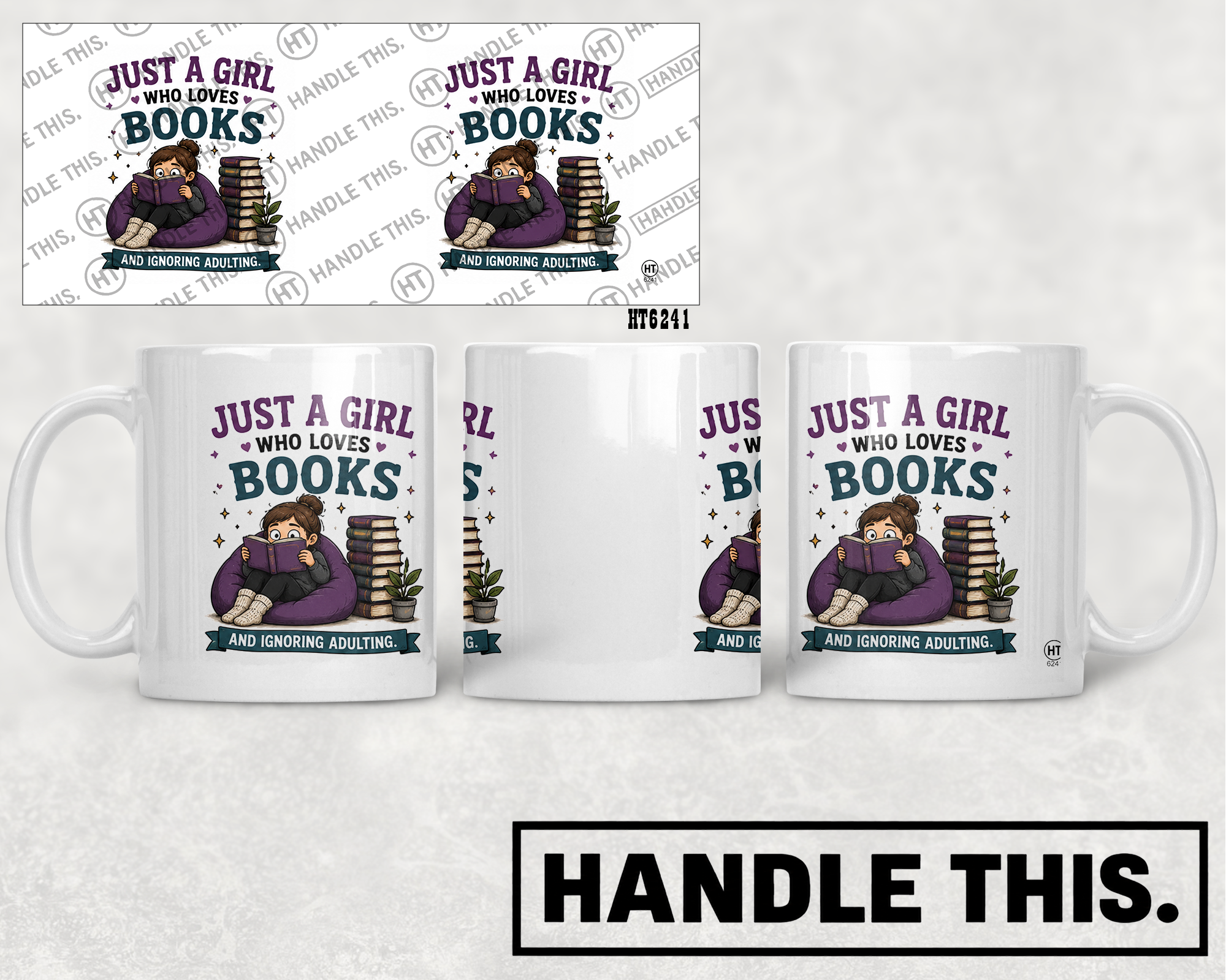 HT6241 Just A Girl Who Loves Books mug mockup
