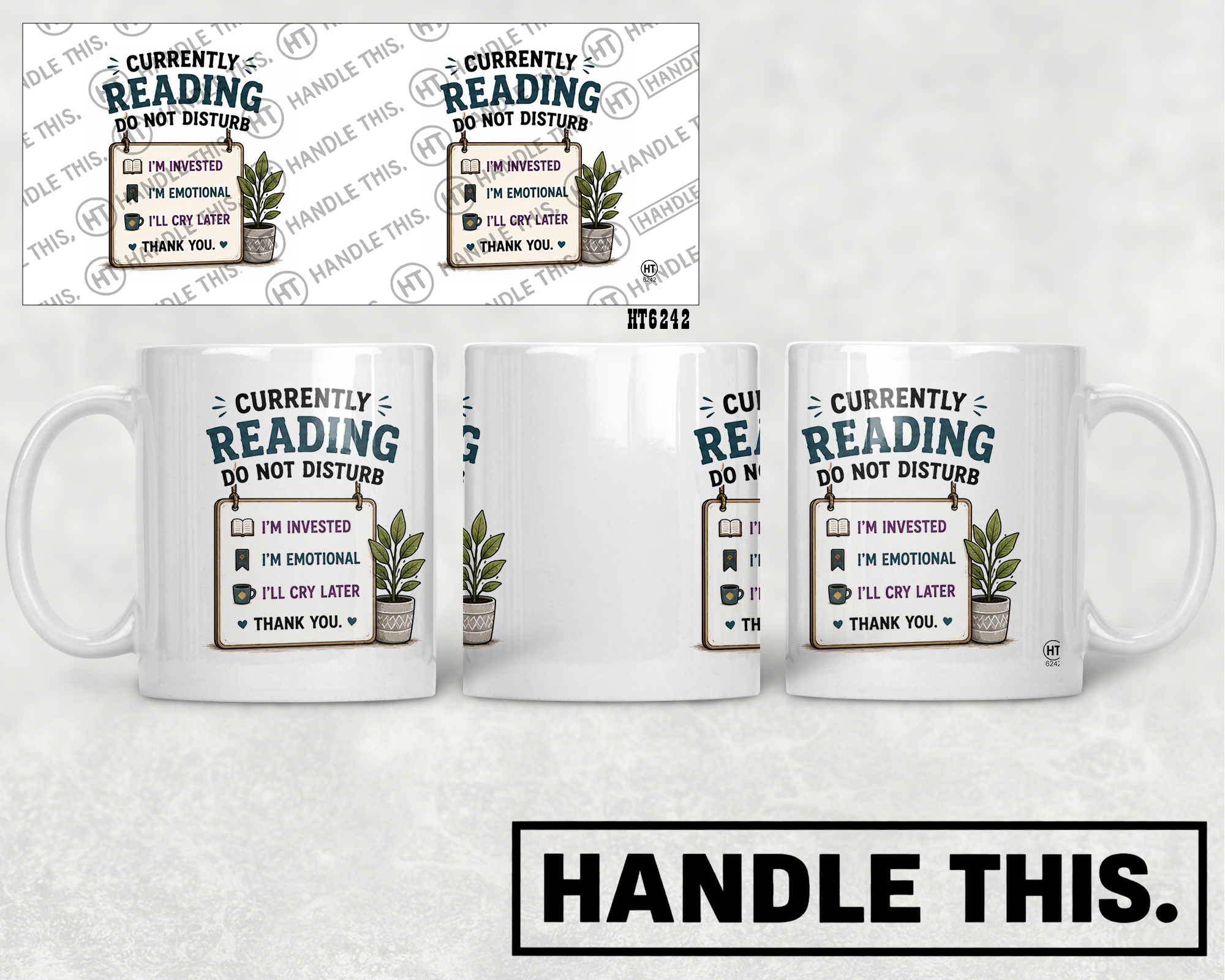 HT6242 Currently Reading Do Not Disturb mug mockup