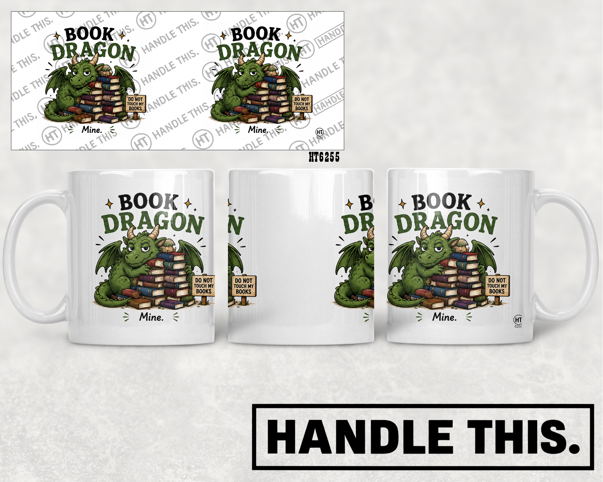 HT6255 Book Dragon mug mockup