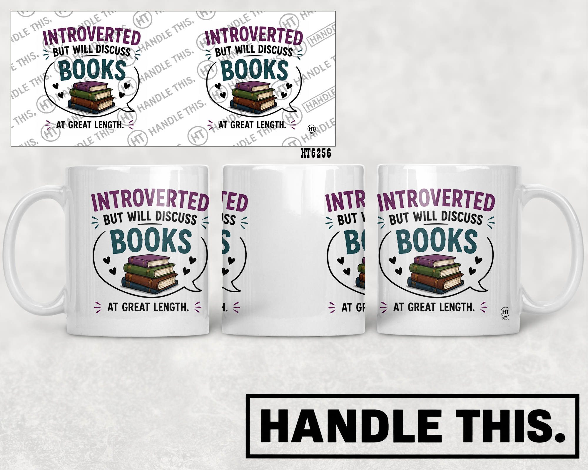 HT6256 Introverted But Will Discuss Books mug mockup