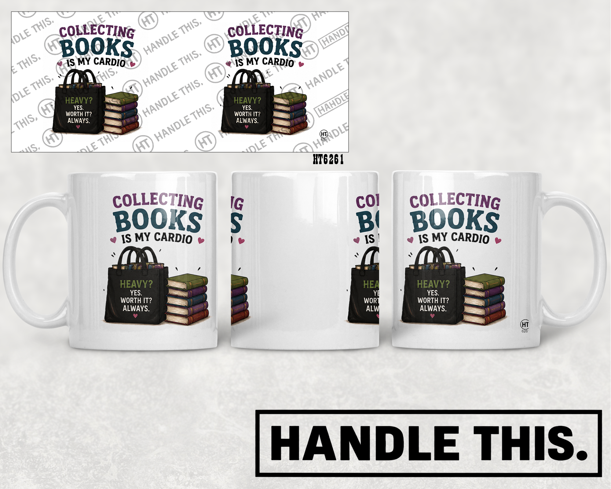 HT6261 Collecting Books Is My Cardio mug mockup