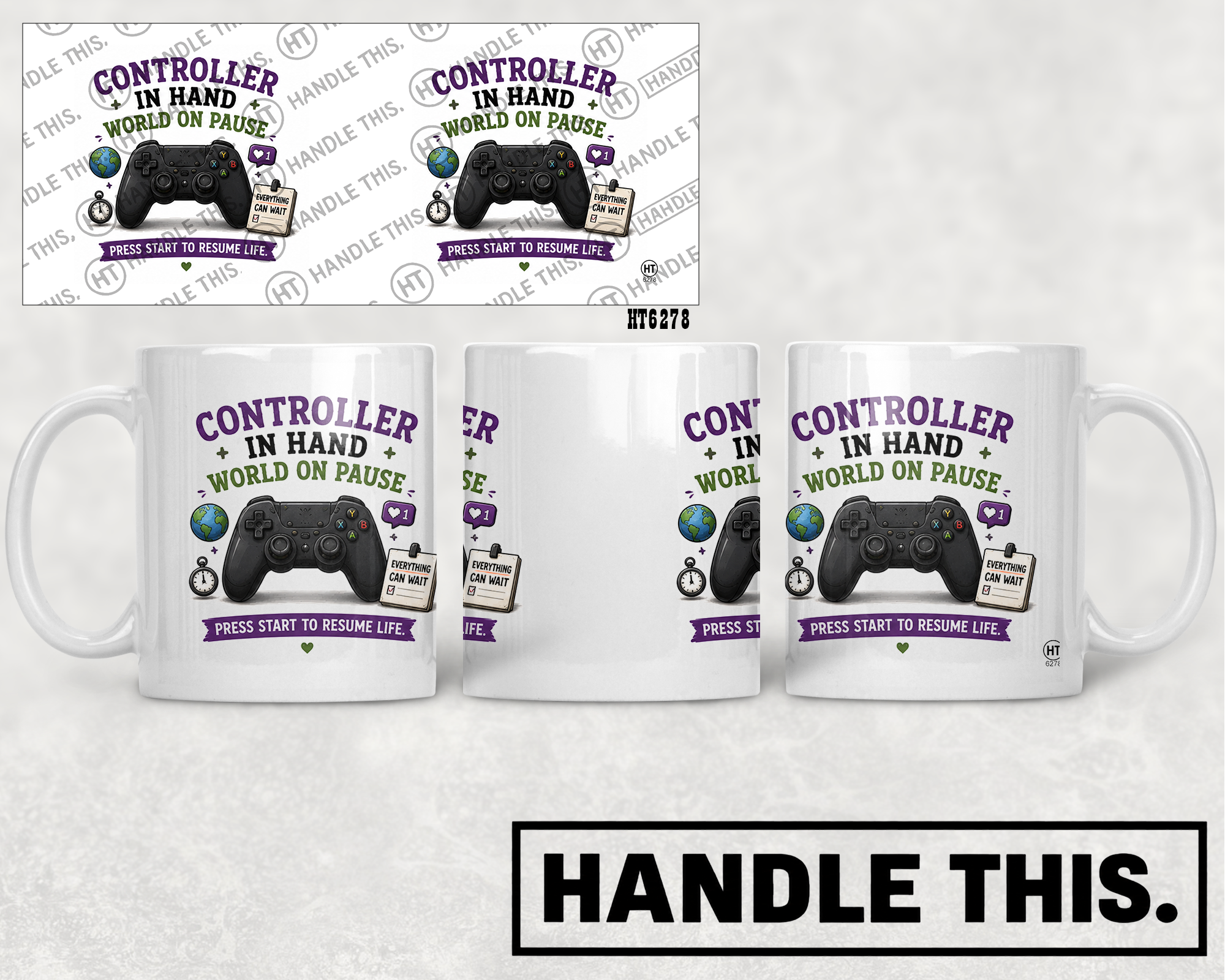 HT6278 Controller In Hand World On Pause mug mockup
