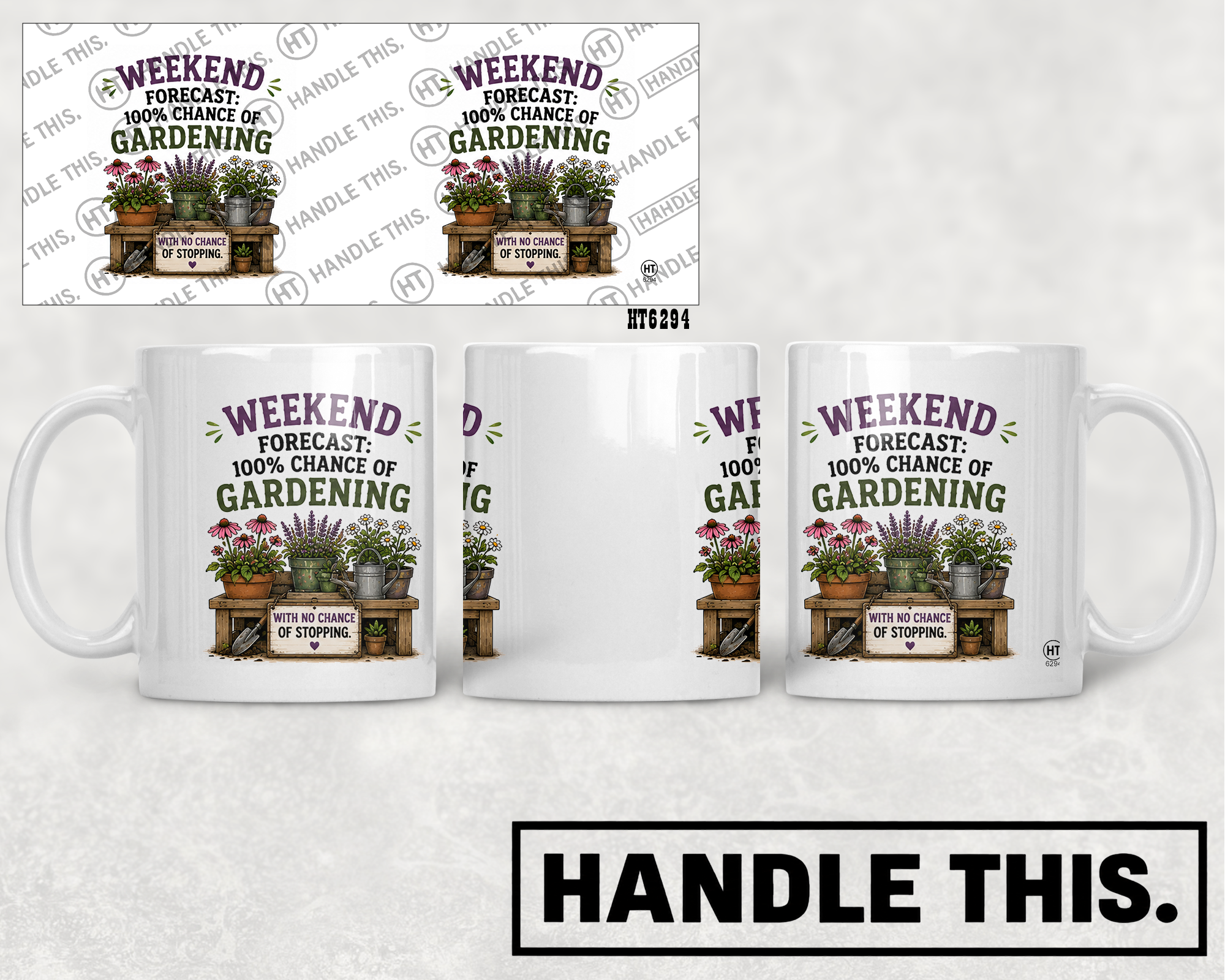 HT6294 Weekend Forecast 100% Chance Of Gardening mug mockup