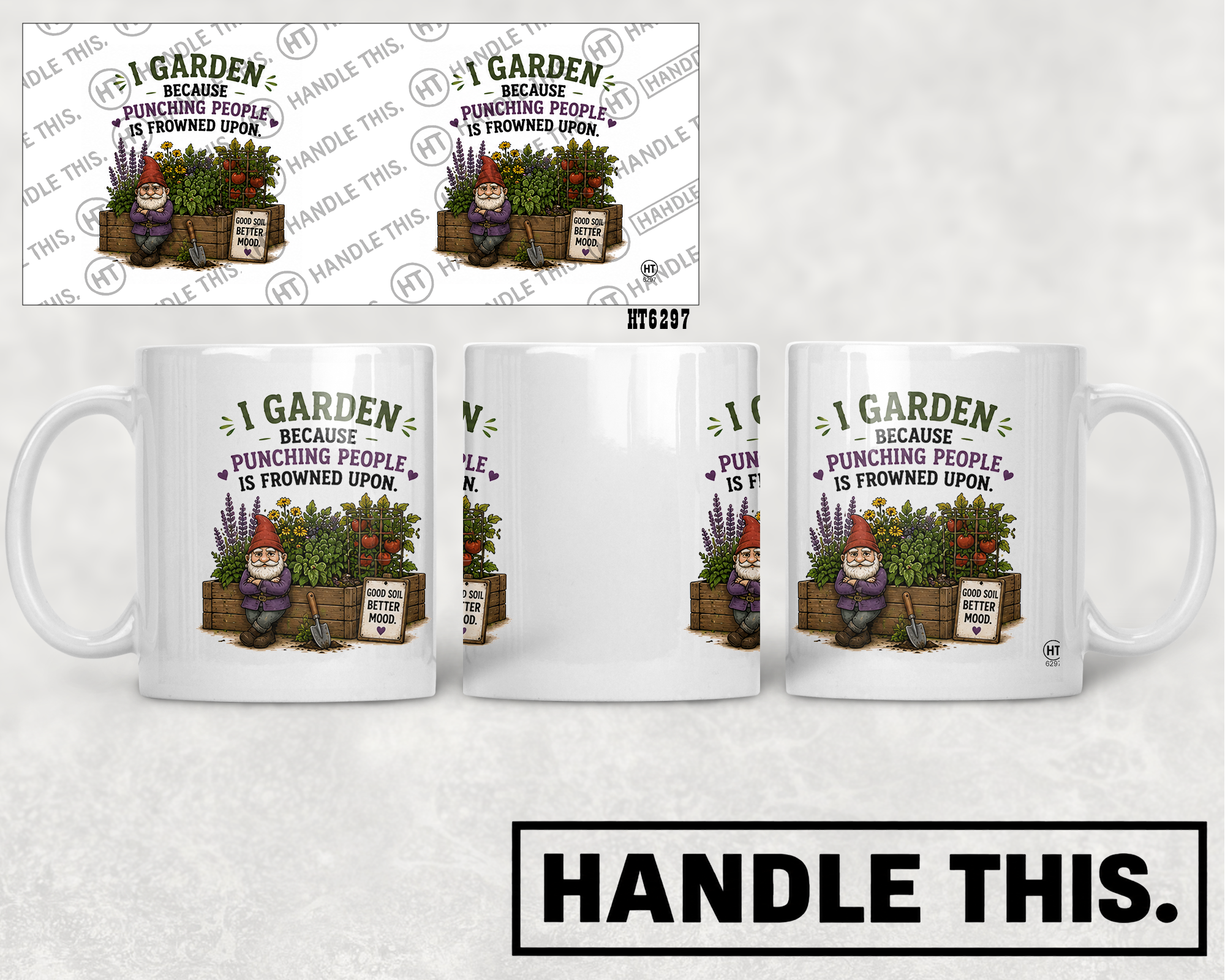 HT6297 I Garden Because Punching People Is Frowned Upon mug mockup