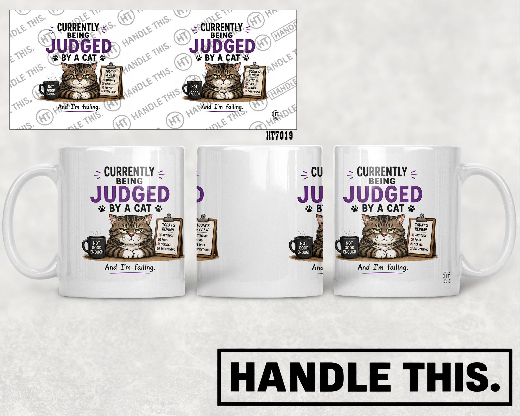 HT7019 Currently Being Judged By A Cat mug mockup