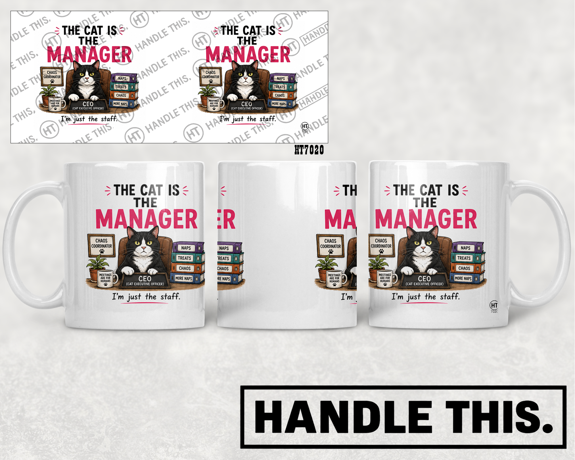 HT7020 The Cat Is The Manager mug mockup