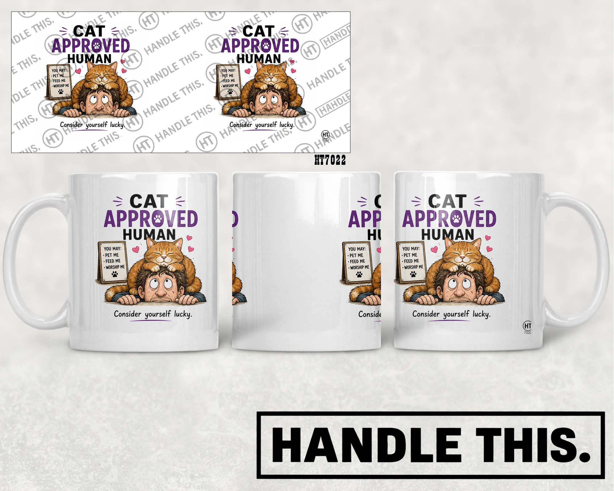 HT7022 Cat Approved Human mug mockup