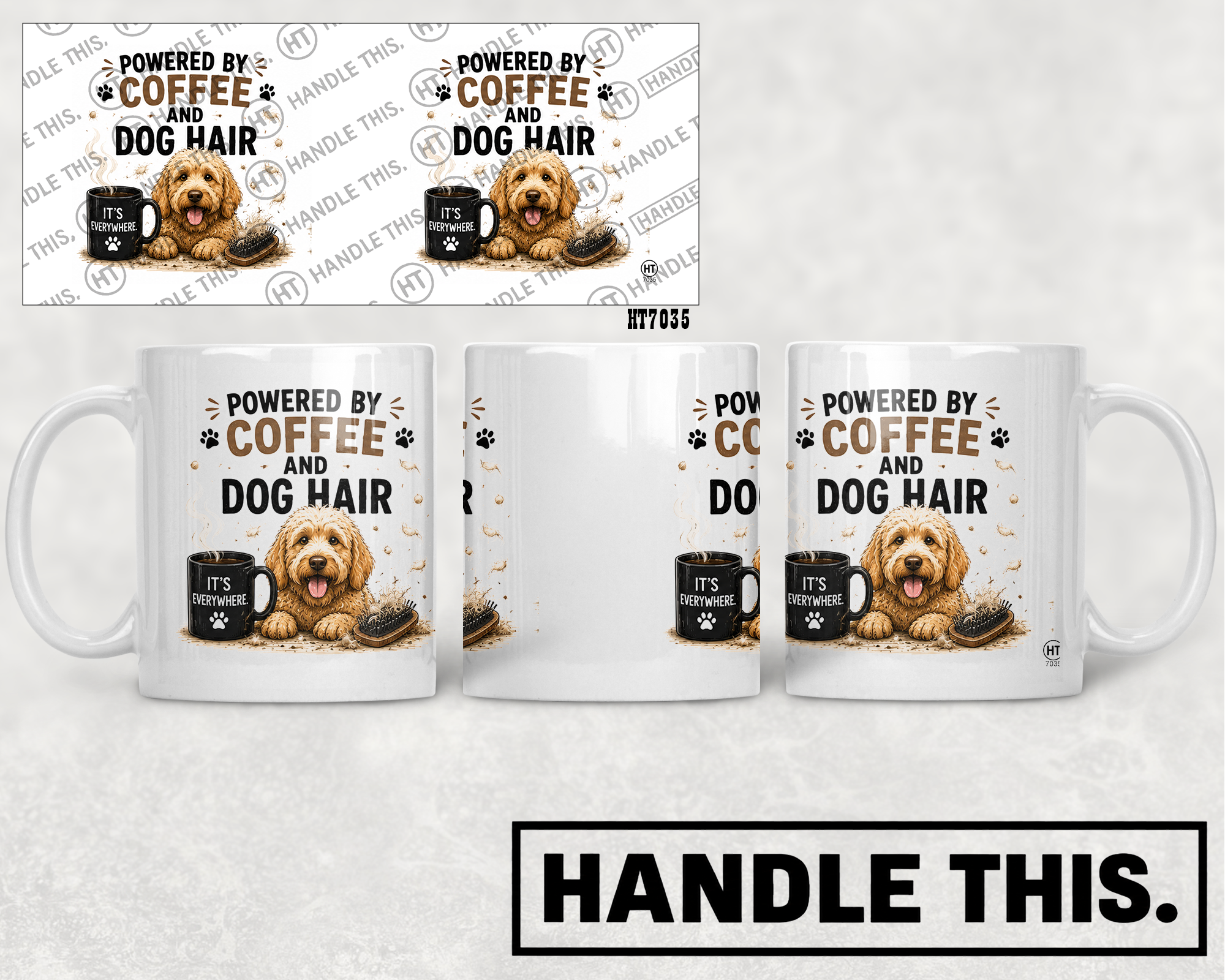 HT7035 Powered By Coffee And Dog Hair mug mockup