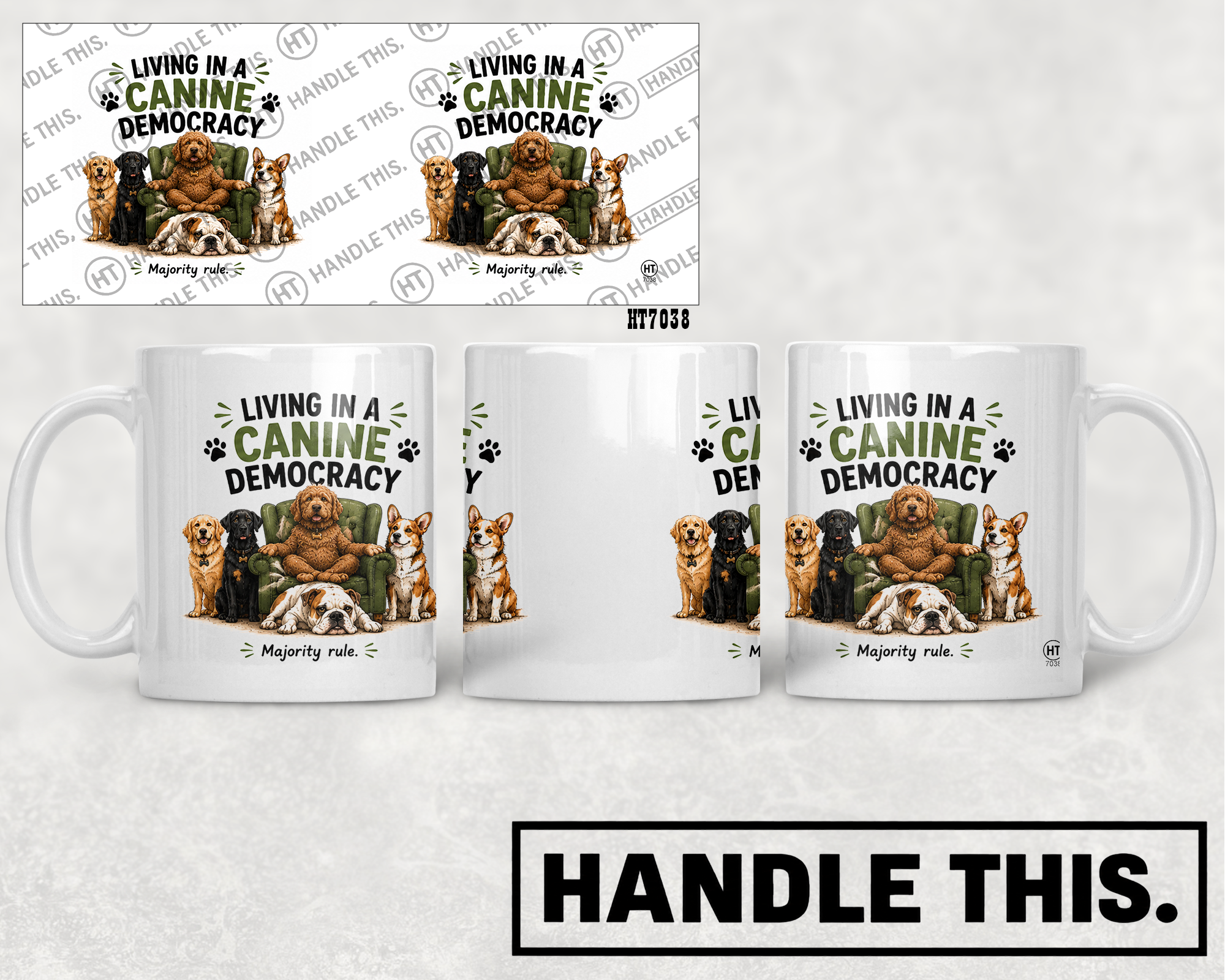 HT7038 Living In A Canine Democracy mug mockup