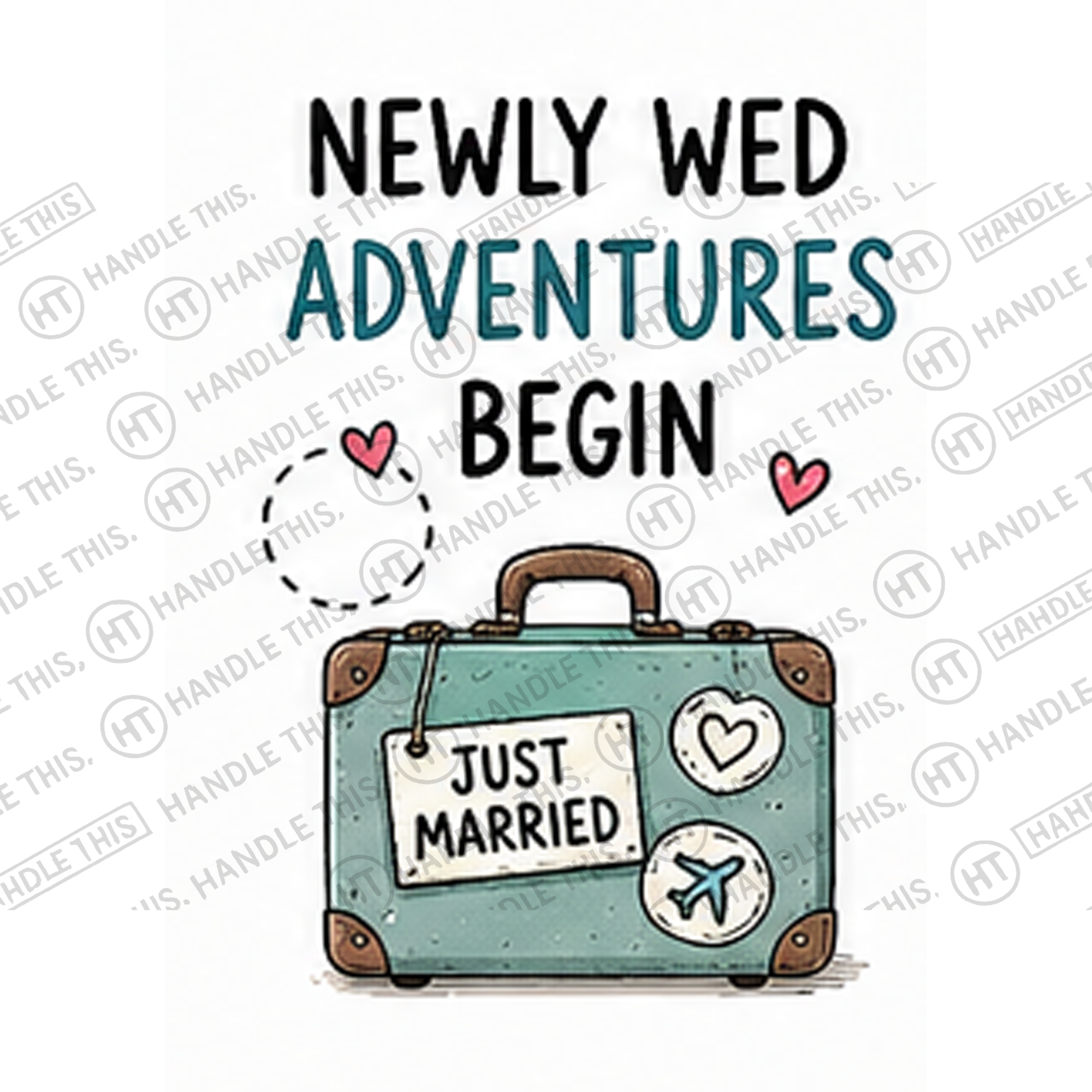 HT8034 Newly Wed Adventures Begin Just Married watermarked artwork