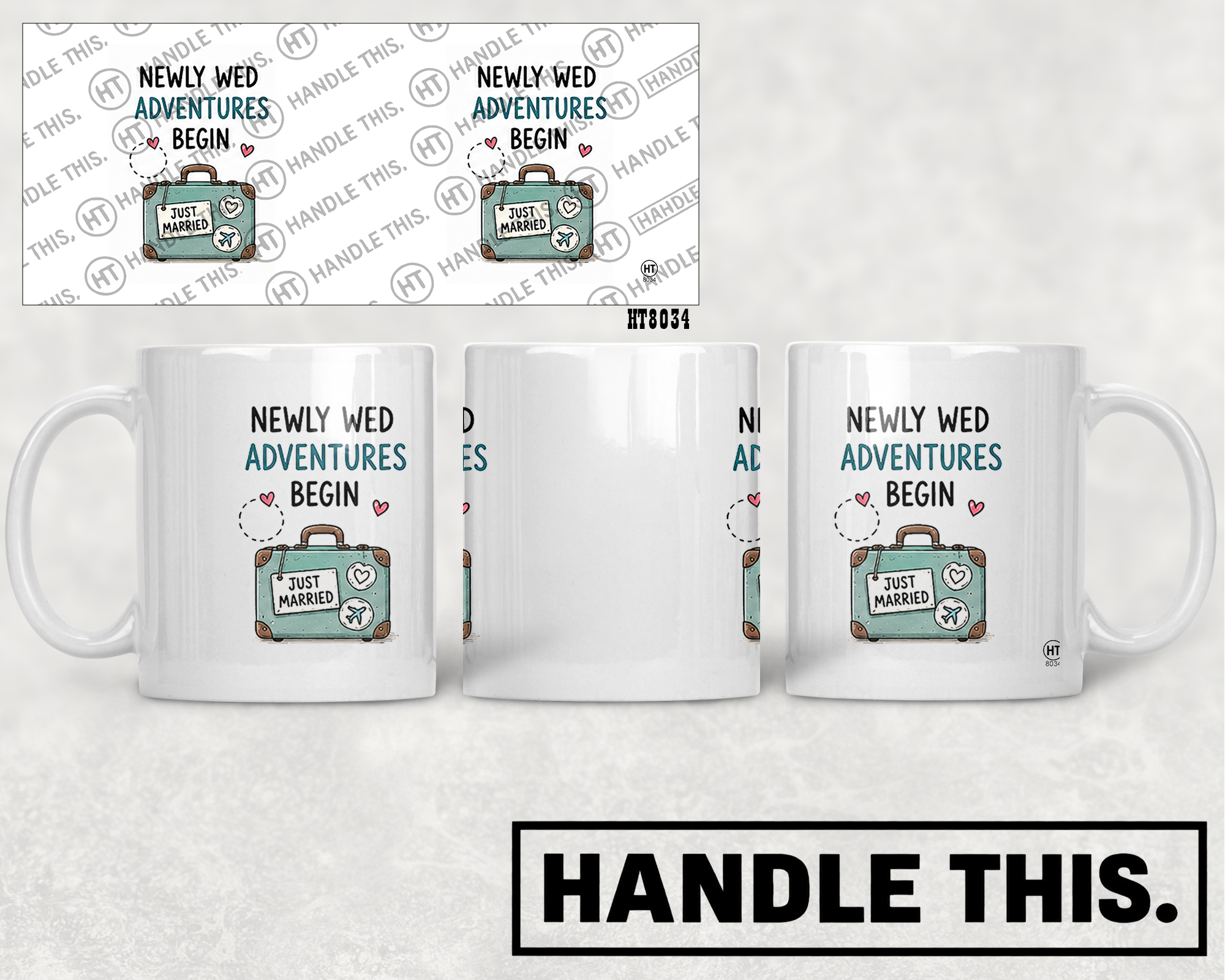 HT8034 Newly Wed Adventures Begin Just Married mug mockup