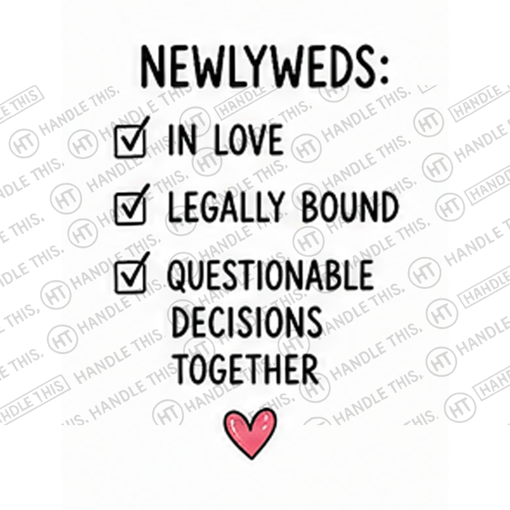 HT8037 Newlyweds in Love Legally BoundQuestionable Decisions Together watermarked artwork