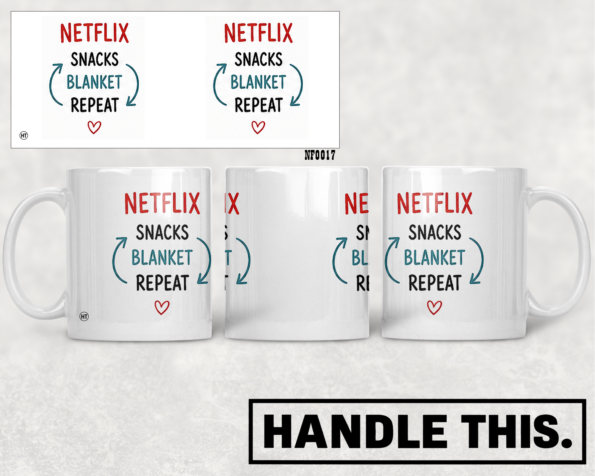 Netflix Snacks Blanket Repeat Mug - Funny Couple Gift