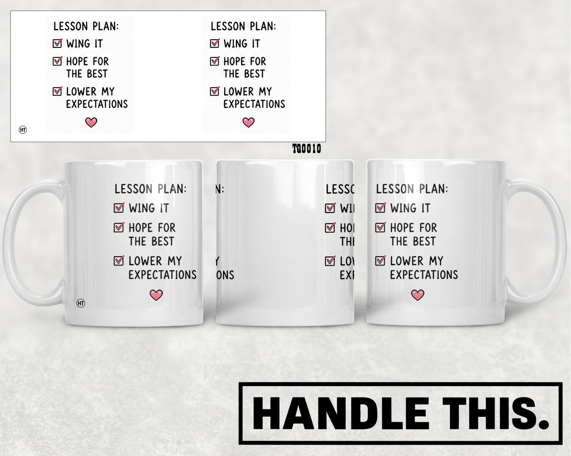 Lesson Plan Wing It Hope For The Best Lower Mug - Office Humour Gift
