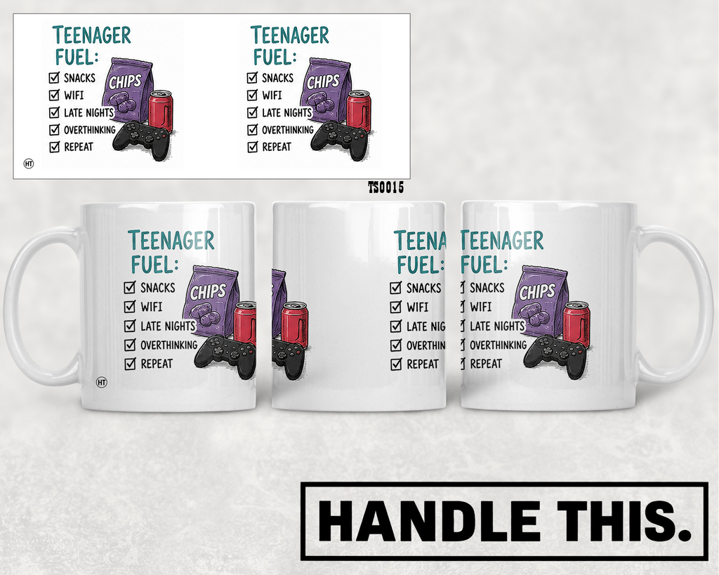 Teenager Fuel Snacks Wifi Late Nights Overthinking Repeat Mug - Funny Gift